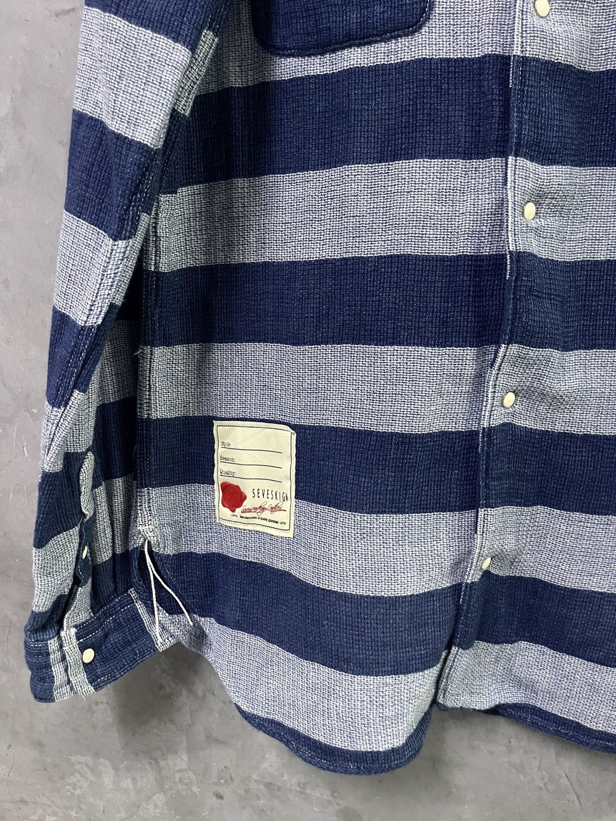 Seveskig Indigo Button Up Snap Button Shirt