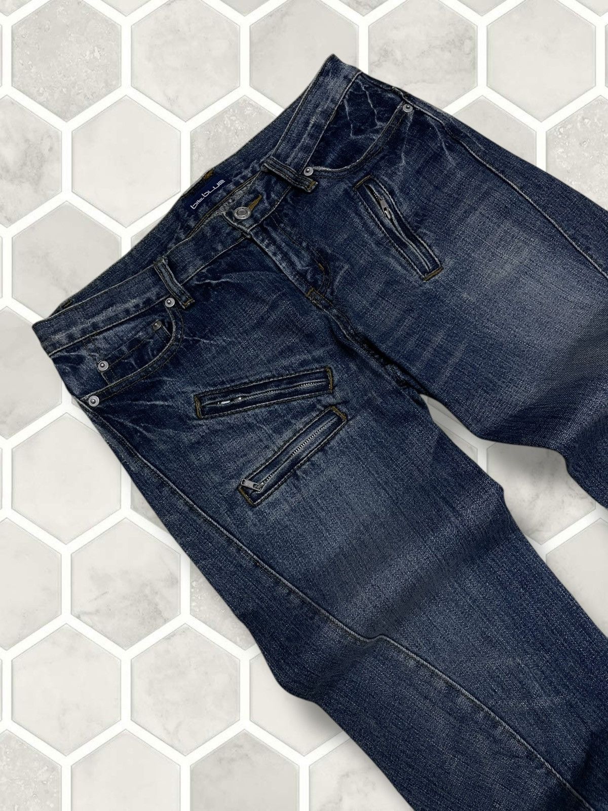 In The Attic Vintage 1990s Japan Designer BitBlue Punk Bikers Denim Size US 29 - 7 Thumbnail