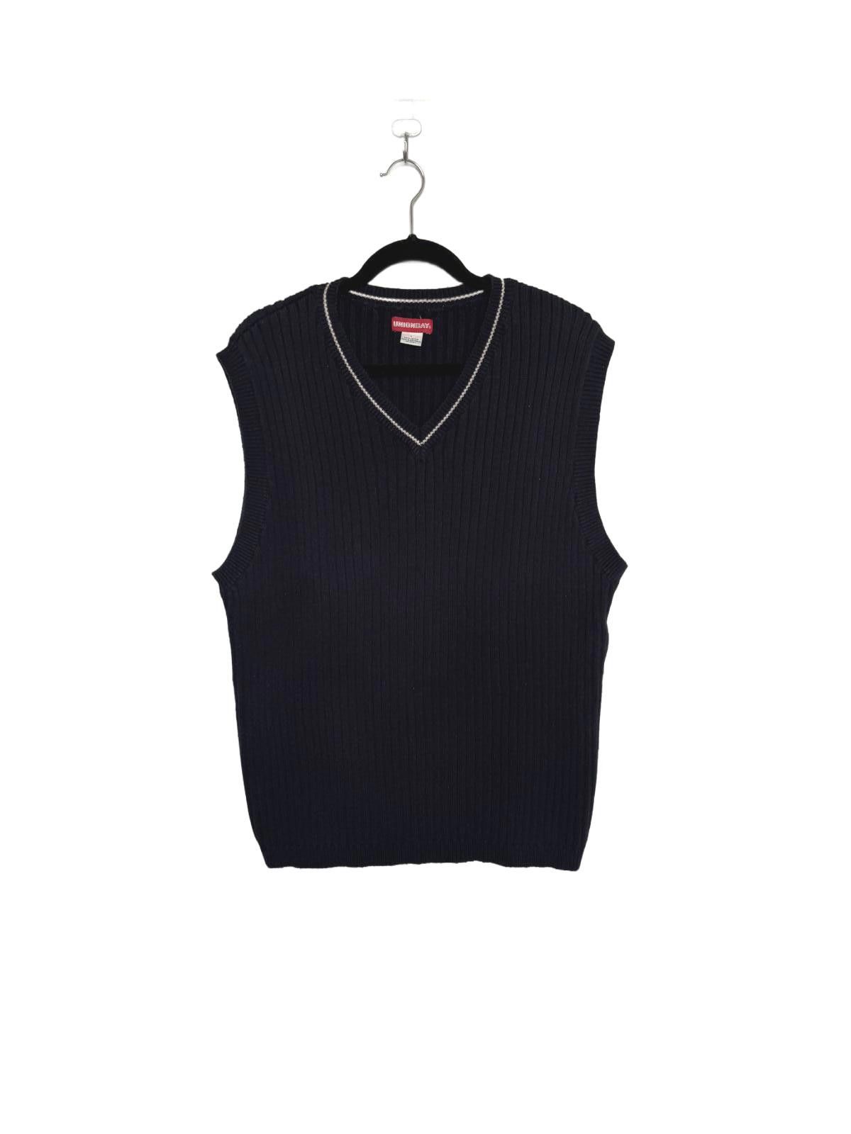 UNIONBAY 90s Fine Navy Blue Ribbed Knit Sleeveless Sweater Vest Size US L / EU 52-54 / 3 - 1 Thumbnail