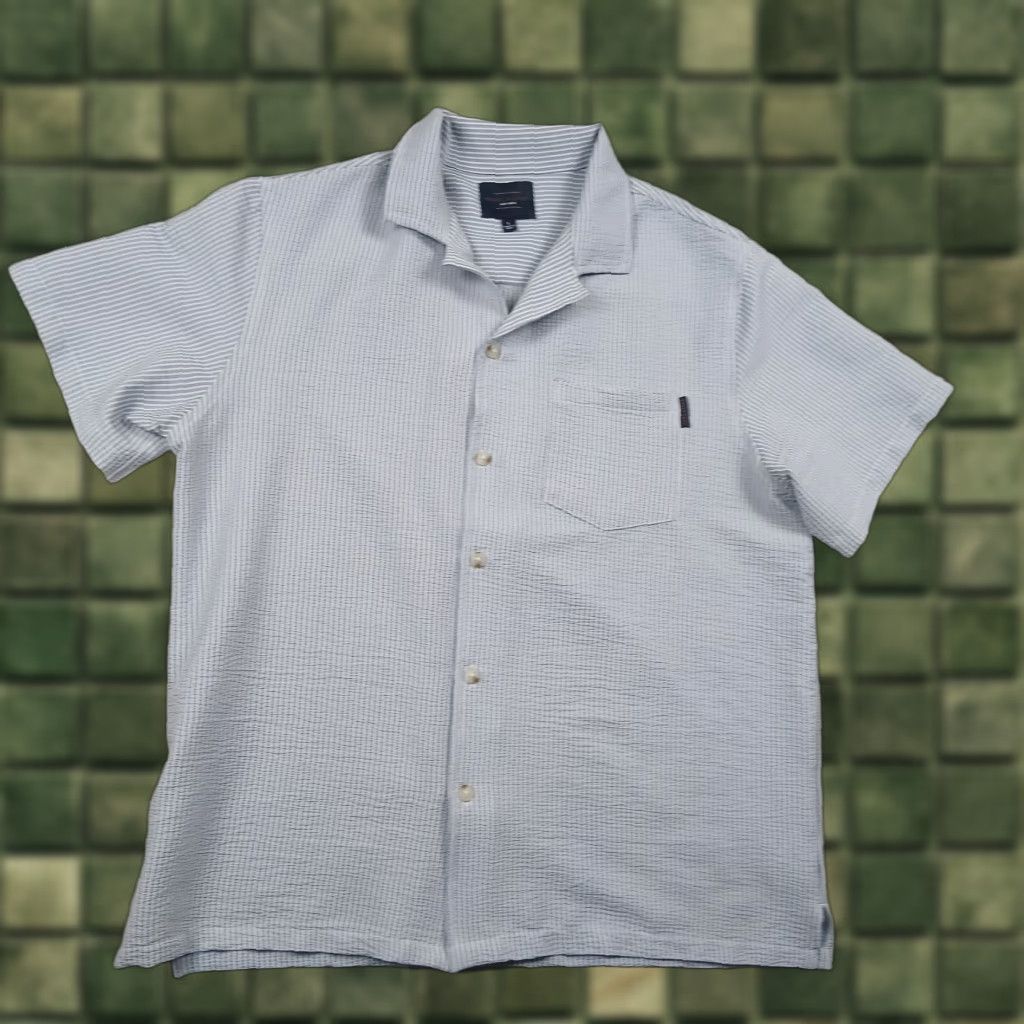 Vintage Marc Asher Button-Up Shirt Mens Large Blue White Striped Camp Shirt Size US L / EU 52-54 / 3 - 1 Thumbnail