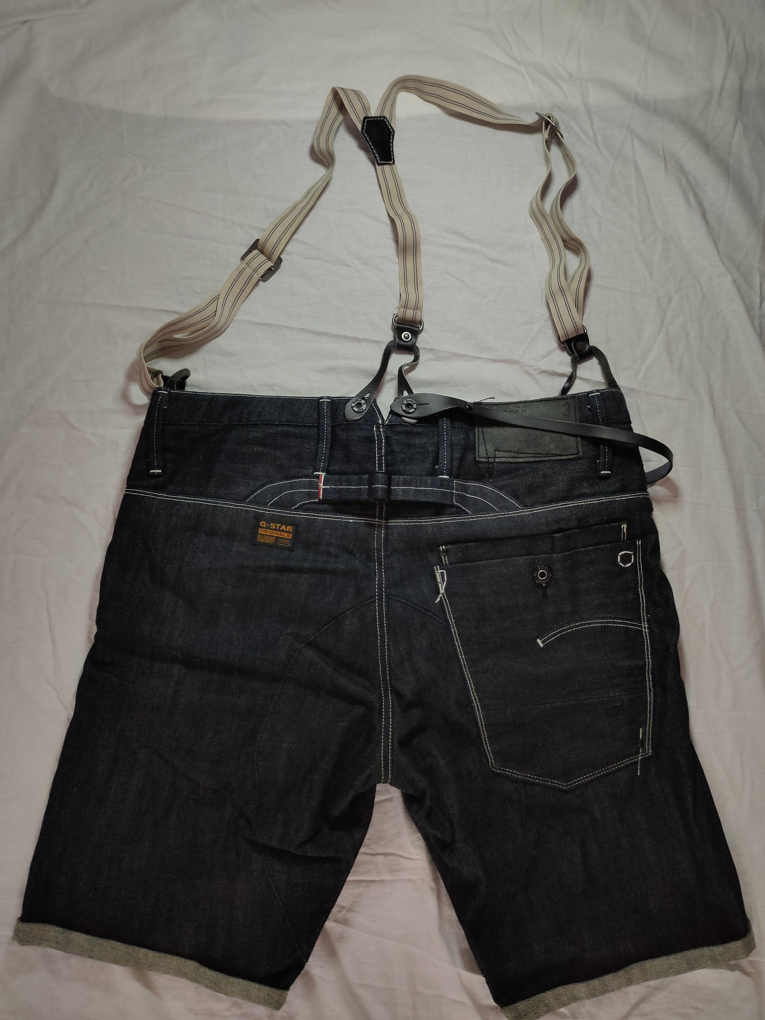 G-Star × Vintage ‼️ Vintage y2k G Star Raw Denim Navy Shorts Cargo Size US 33 - 1 Thumbnail