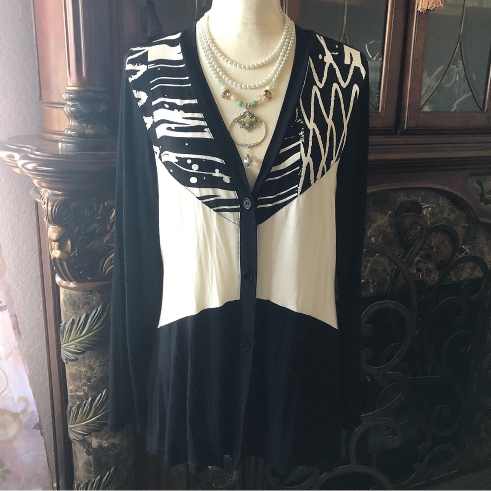 Designer Cable & Gauge black and white lightweight jacket NWT L Size L / US 10 / IT 46 - 1 Thumbnail