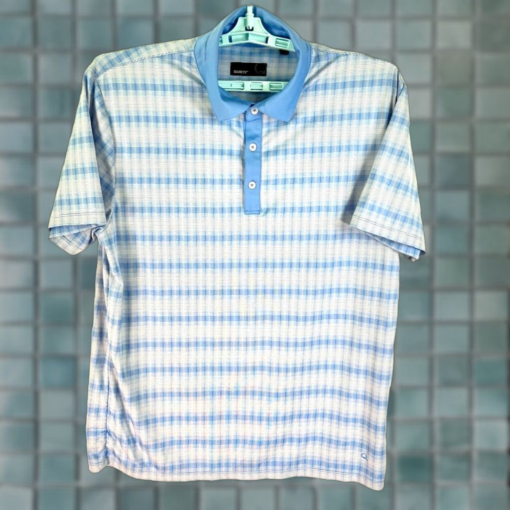 Vintage Quieti Striped Golf Polo Shirt Mens Size L Blue White Size US L / EU 52-54 / 3 - 1 Thumbnail