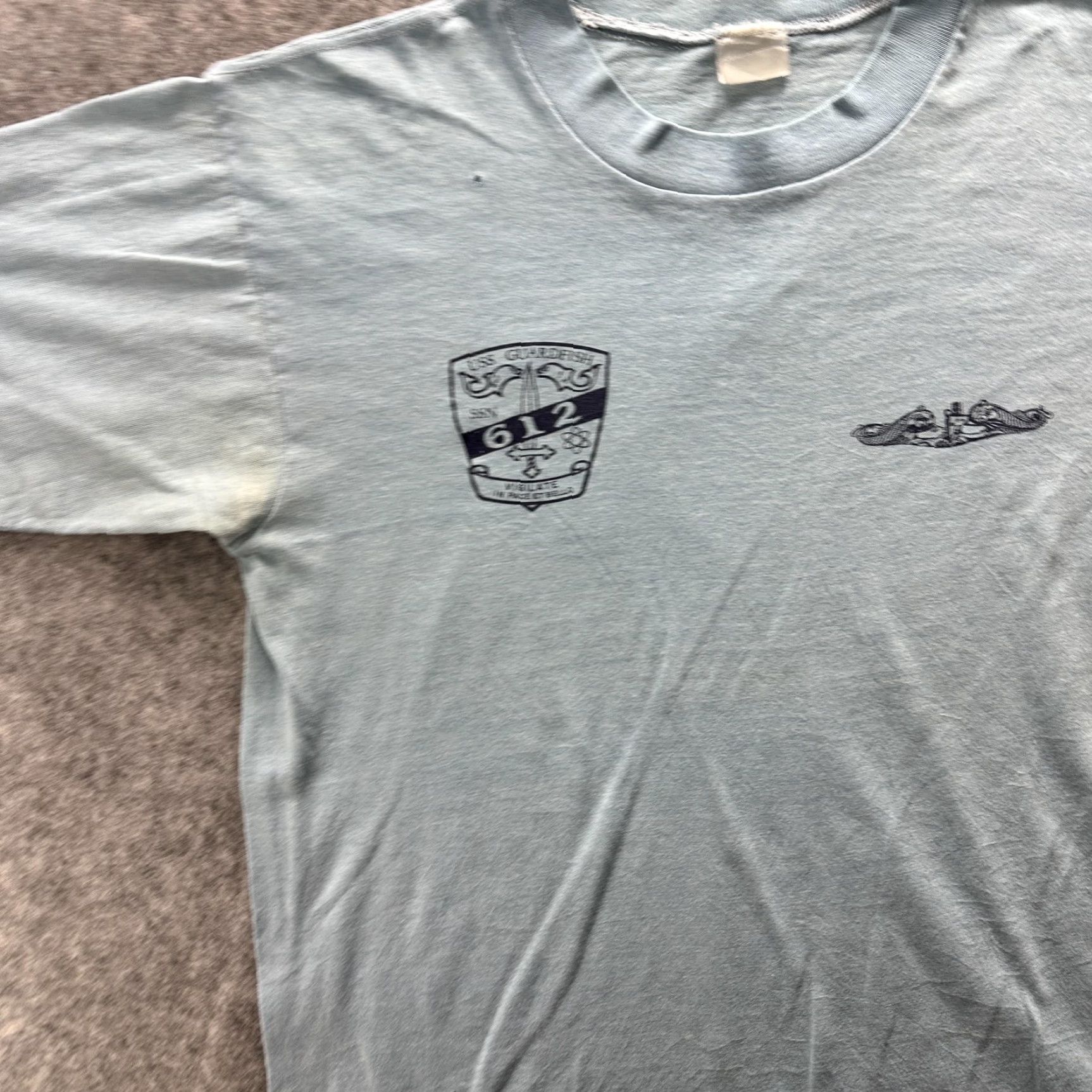 Vintage VINTAGE USS GUARDFISH SSN 612 Shirt Mens Medium Blue Submarine Navy 80s SS T-Shirt Crew Neck Graphic Print Mens Size US M / EU 48-50 / 2 - 4 Thumbnail