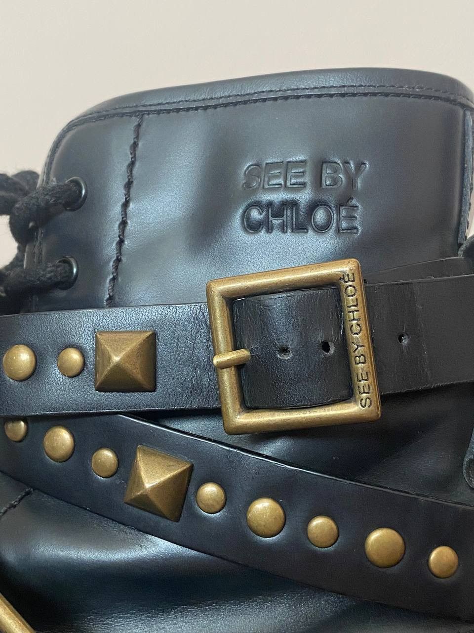 See by Chloe See by Chloé Avant garde Leather Studded Accent Combat Boots Size US 7 / IT 37 - 4 Thumbnail