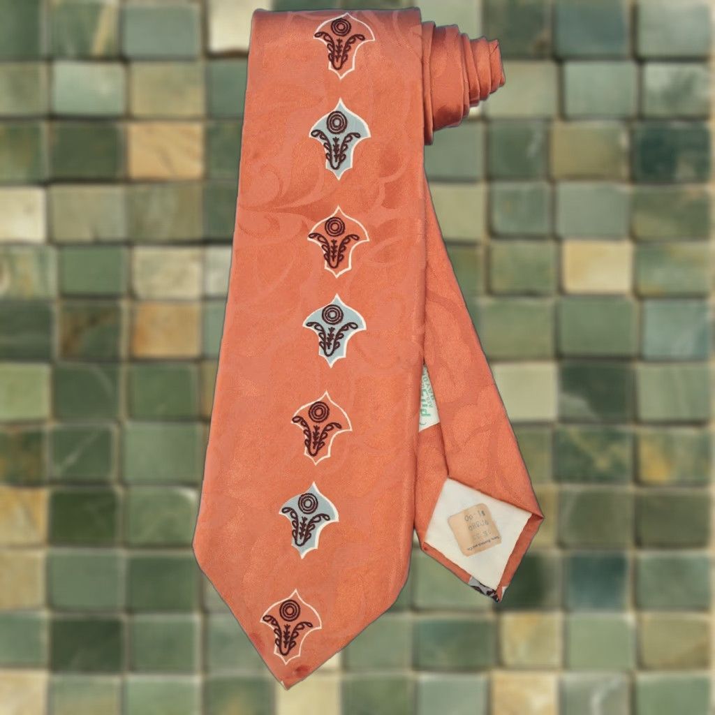 Vintage VTG Pilgrim Necktie 40s Tie Orange Rayon Men Size ONE SIZE - 1 Thumbnail