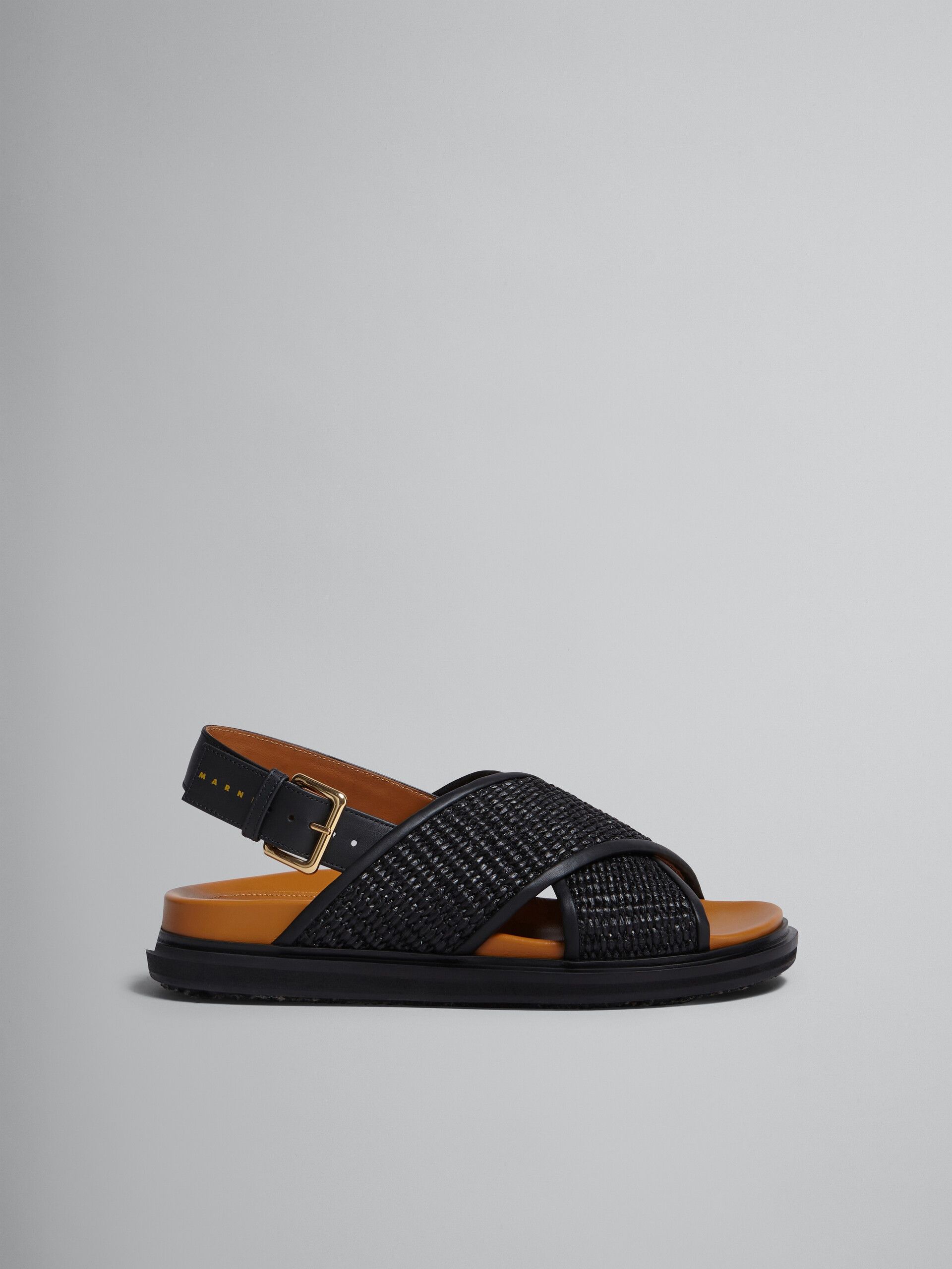Marni oc11z0525 Raffia And Leather Fussbett in Black Size US 8 / IT 38 - 2 Thumbnail