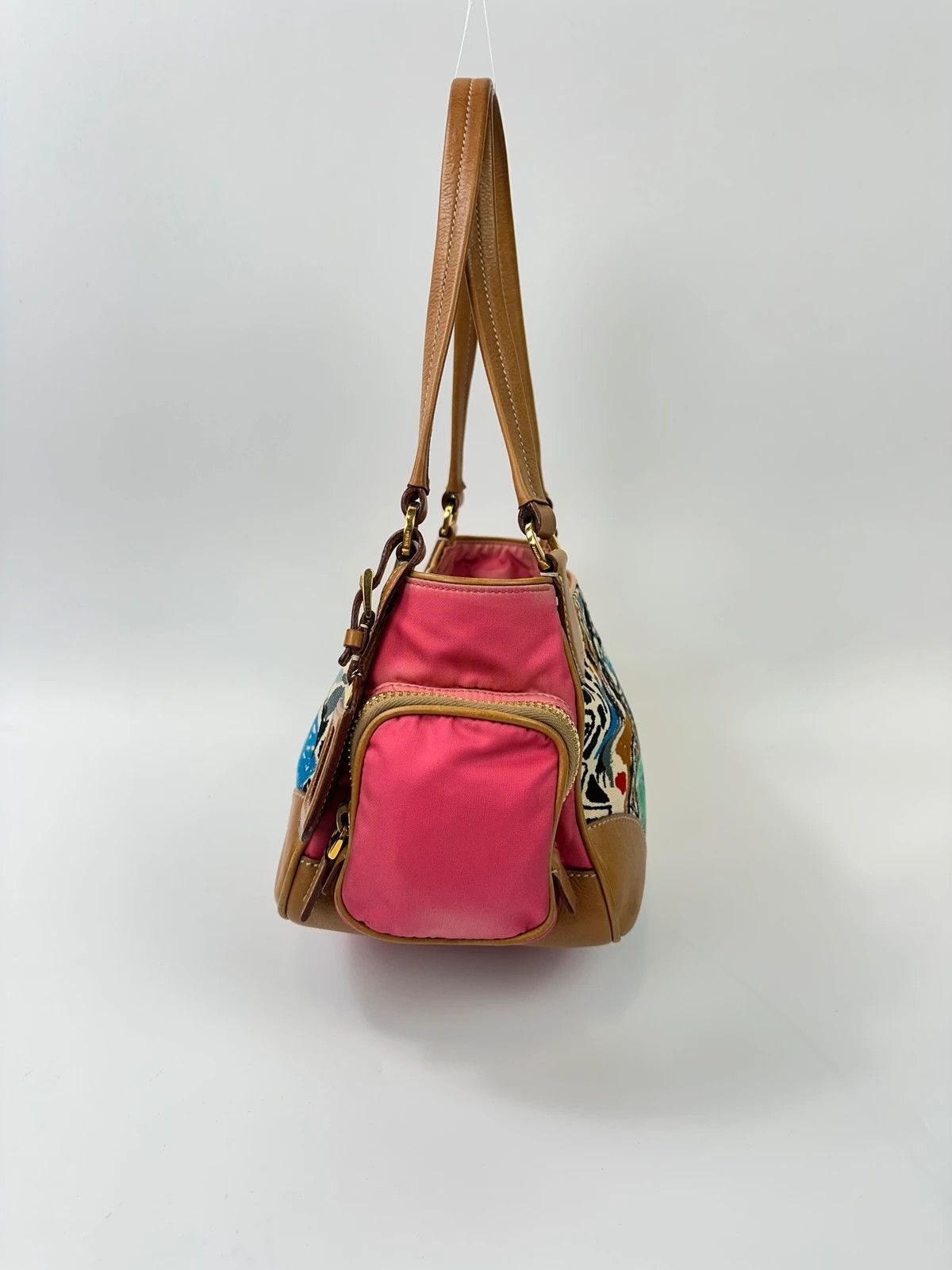 Prada Prada Milano SS04 Venezia Leather & Canvas Painting HandBag Size ONE SIZE - 6 Thumbnail