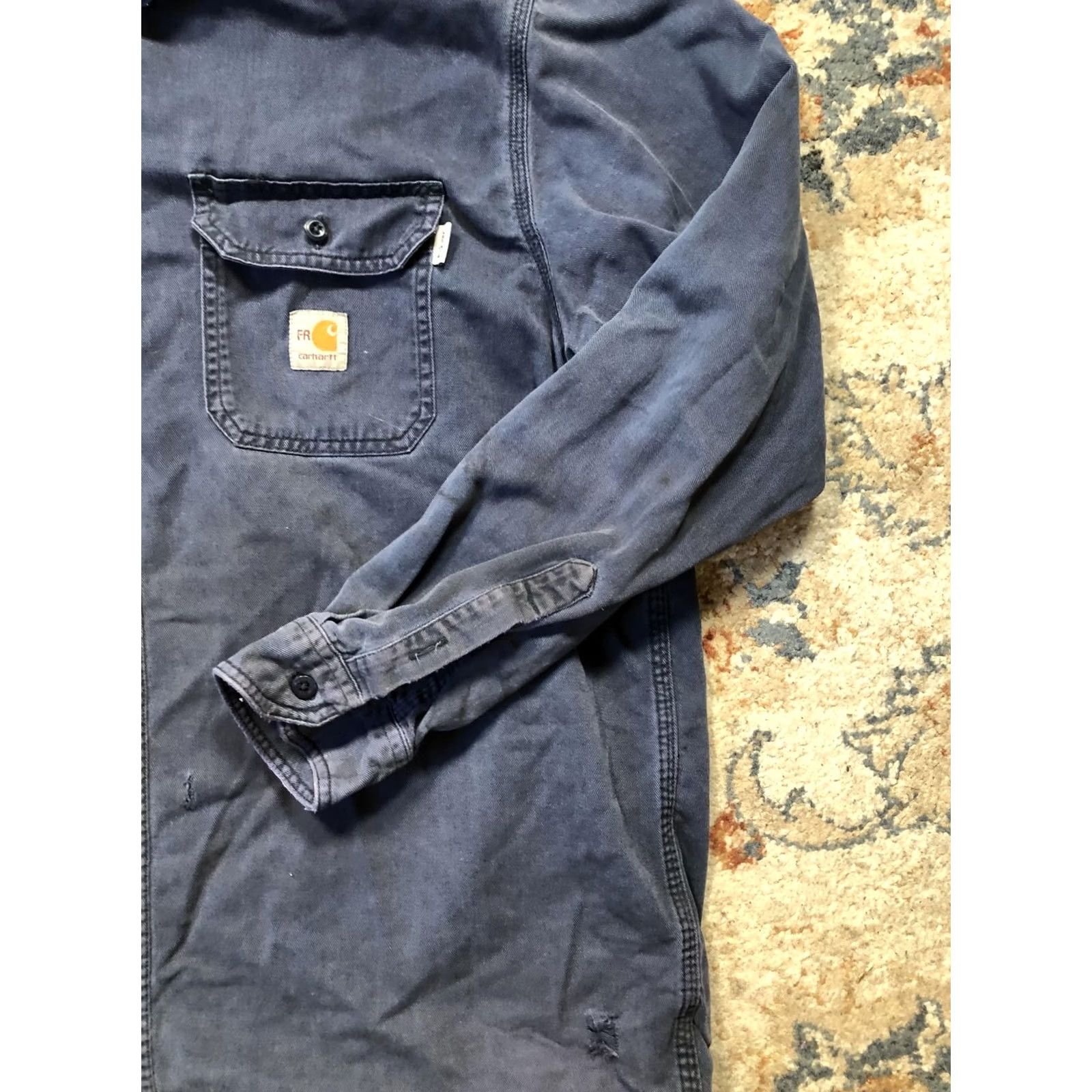 Carhartt Carhartt FR Shirt Mens XL Flame Resistant Button-Up Long Sleeve Blue Twill Cotton Nylon Workwear with Pockets Size US XL / EU 56 / 4 - 4 Thumbnail