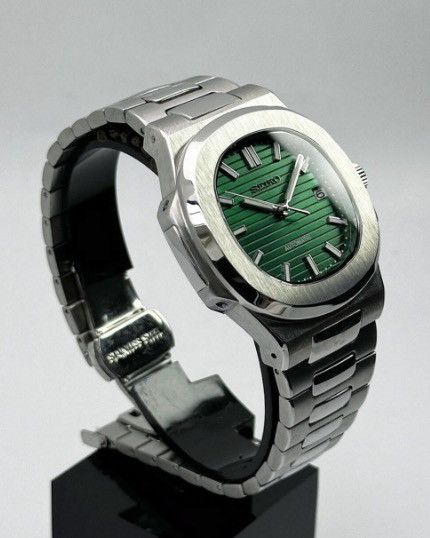 Japanese Brand Seiko Mod Nautilus Olive Dial Stainless Steel Watch 41mm Size ONE SIZE - 5 Thumbnail