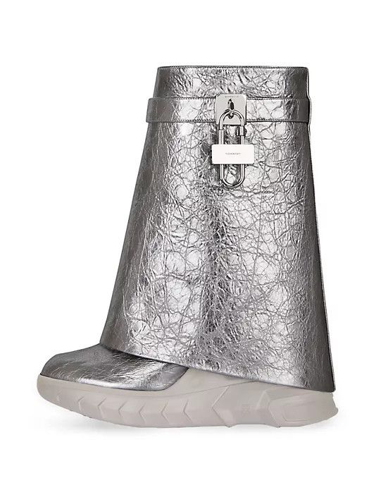 Givenchy o1w1db10325 Shark Lock Biker Boots in Silver/Grey Size US 9 / IT 39 - 2 Thumbnail