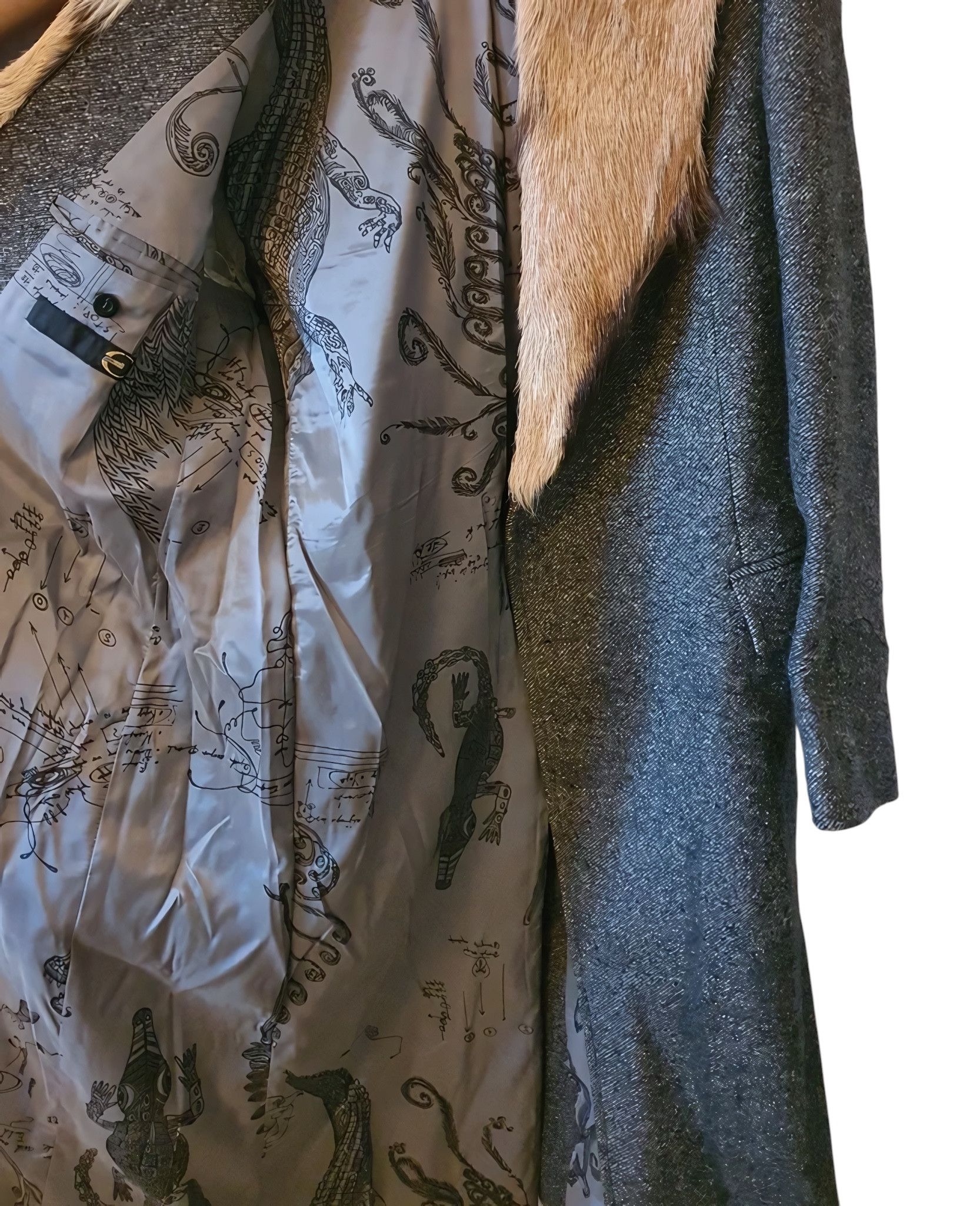 Roberto Cavalli GOAT FUR COLLAR LONG WOOL COAT Size US M / EU 48-50 / 2 - 2 Thumbnail
