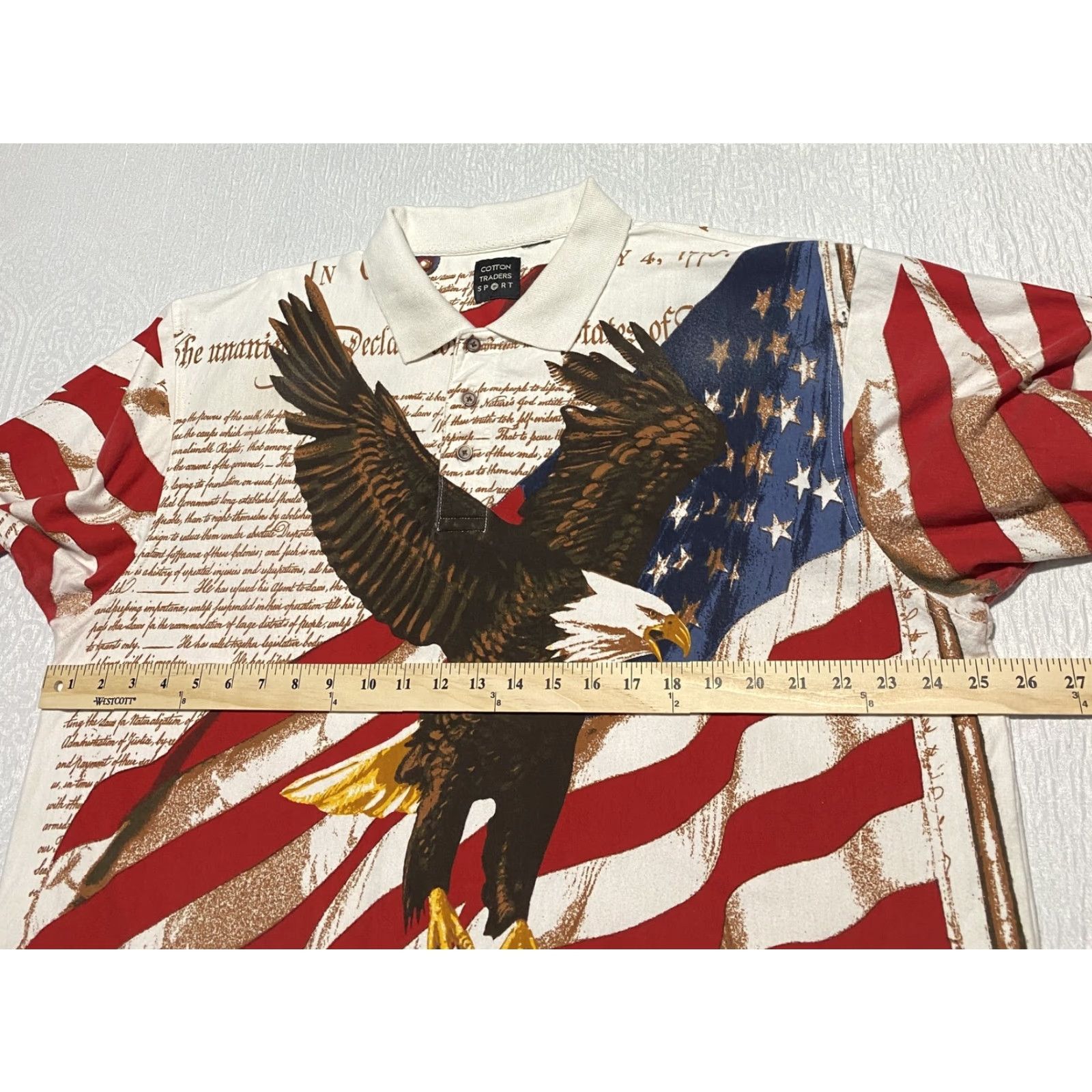 Cotton Traders VINTAGE Cotton Traders Sport Shirt Mens L Polo Shirt Eagle Flag Patriotic Graphic Print Size US L / EU 52-54 / 3 - 5 Thumbnail