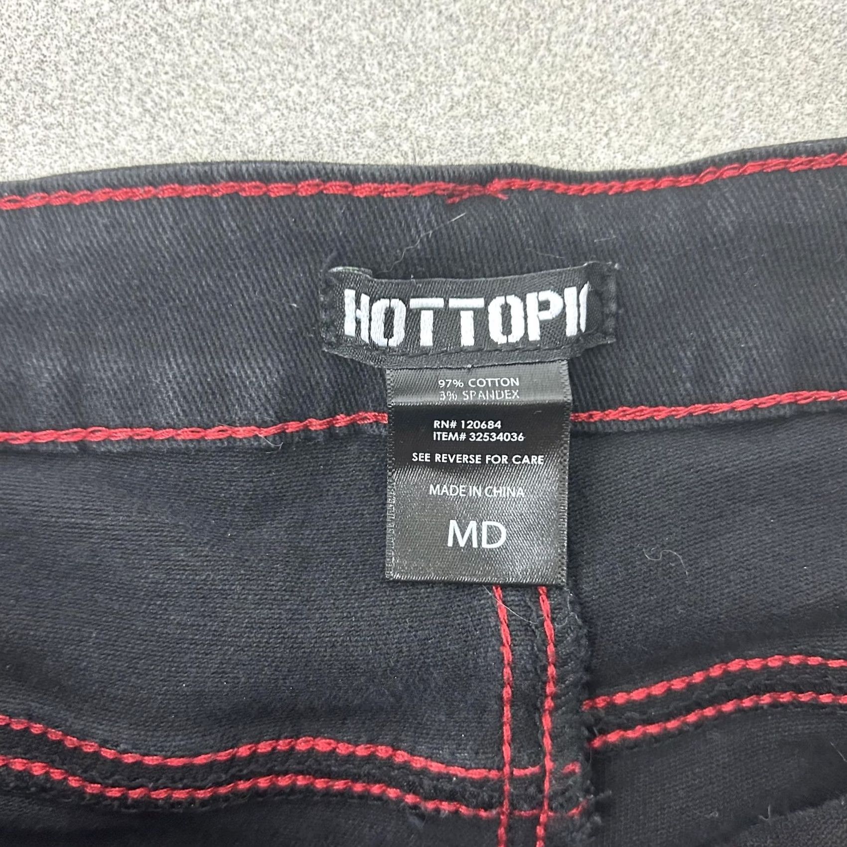 Hot Topic Hot Topic Jeans Womens Med 29x31 Black High Rise Wide Leg Cargo Star Punk Denim Size 32" / US 10 / IT 46 - 4 Thumbnail