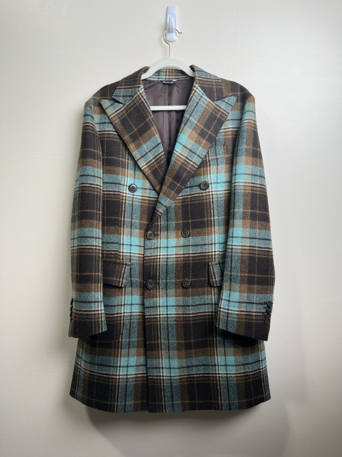Vintage Italian Wool Tweed Plaid Overcoat Brian Dales