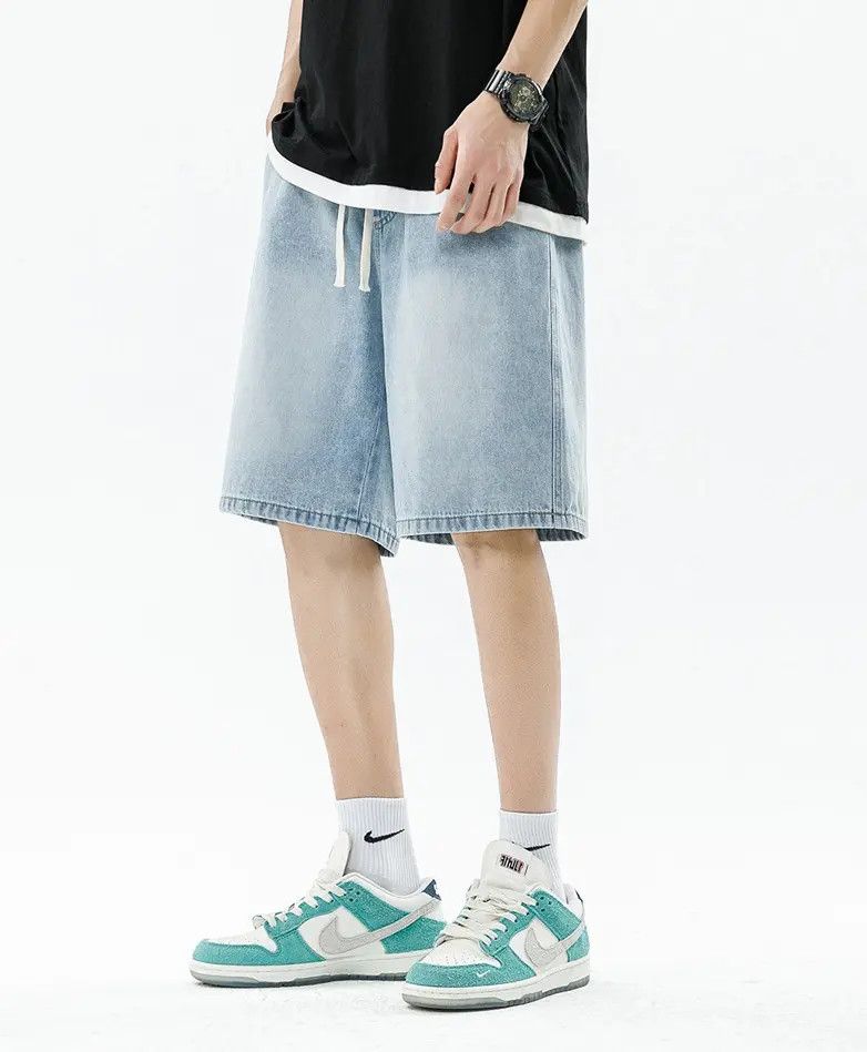 Japanese Brand × Jean Blue Vintage Loose Straight Casual Denim Shorts Size US 32 / EU 48 - 2 Thumbnail