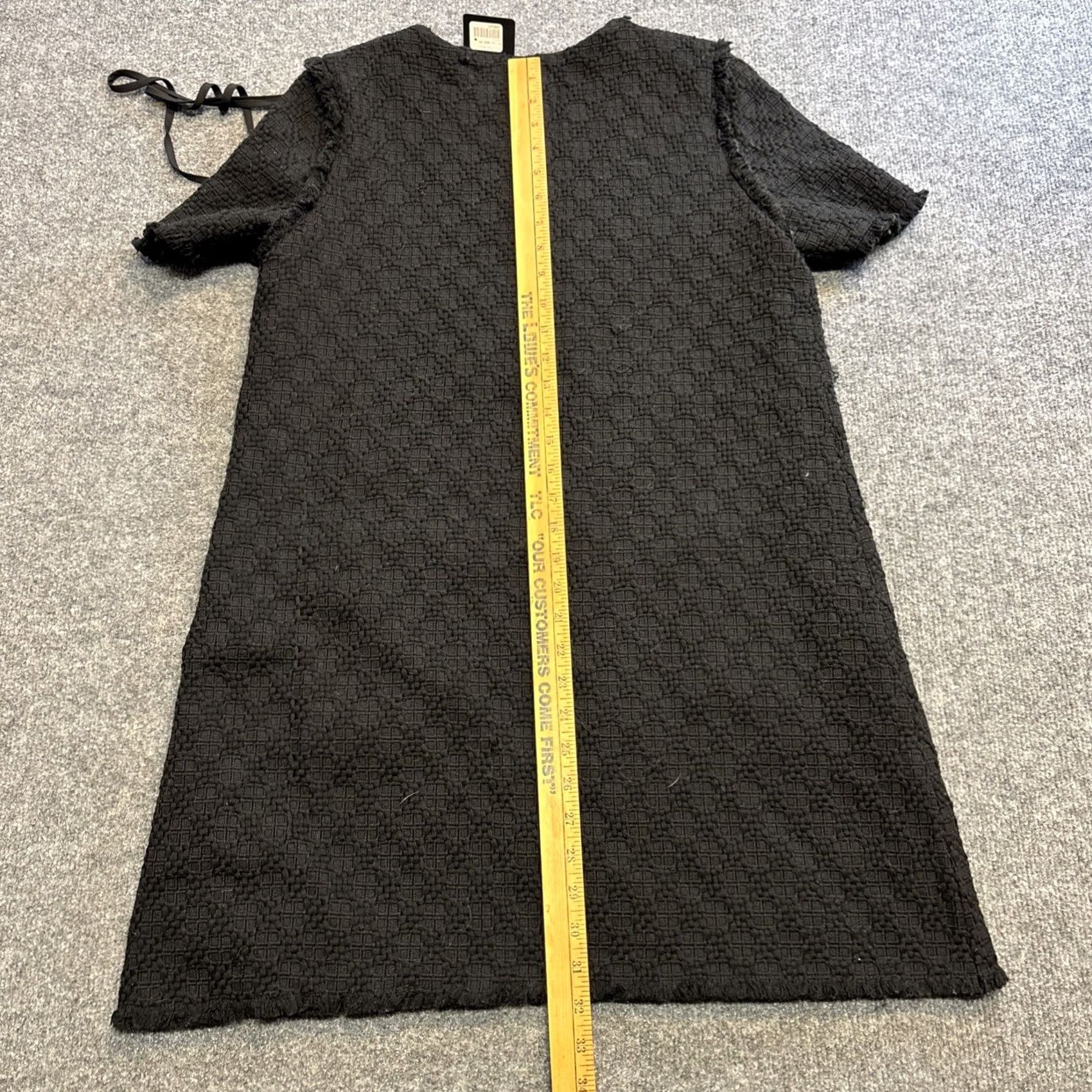 MISA Los Angeles JOA Los Angeles Lace Up Black Short Sleeve Knee Length Tweed Woven Dress L NWT Women Shift Gothic Vintage: No Size 36" / US 14 / IT 50 - 7 Thumbnail