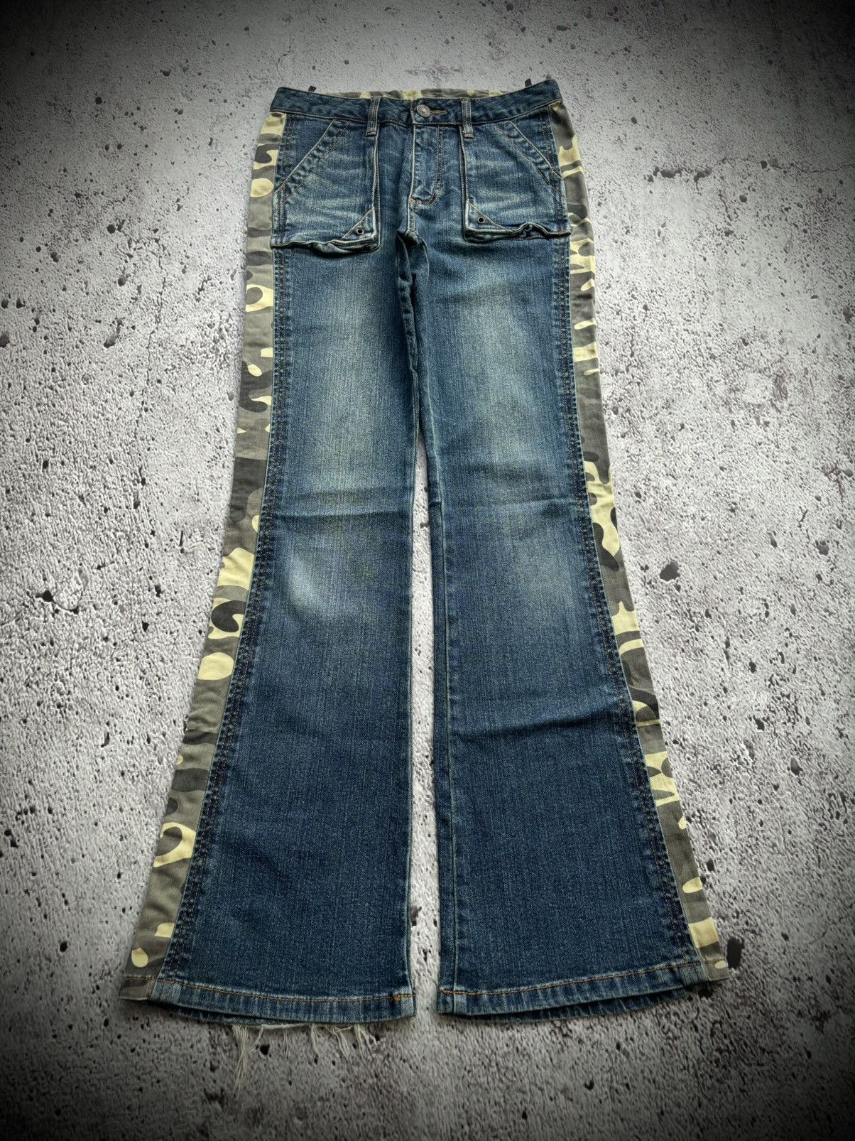 Hysteric Glamour Y2k Flare jeans Stripe camo Ifsixwasnine Lgb style Size 27" / US 4 / IT 40 - 1 Thumbnail
