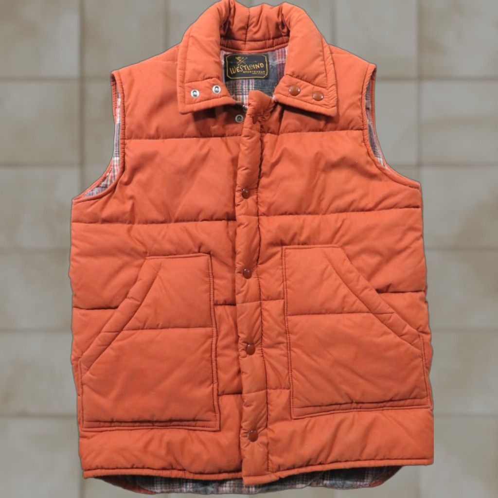 Vintage VINTAGE Westwind Sportswear Puffer Vest Mens M Orange Nylon Lined Quilted Mid-Length Down Snap Size US M / EU 48-50 / 2 - 1 Thumbnail