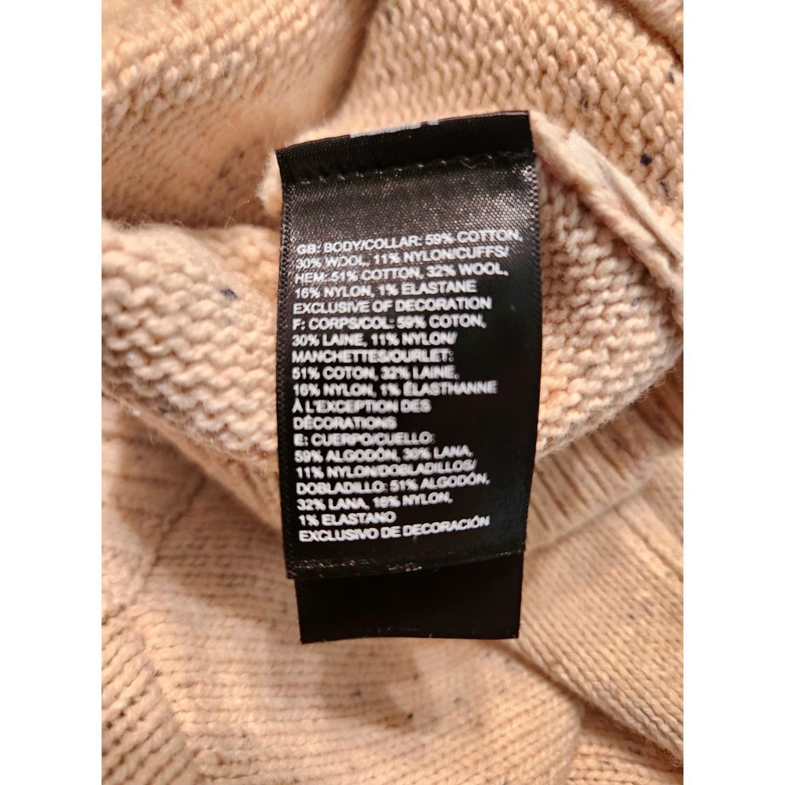 The North Face North Face Women Medium Long Sleeve Sweater Zipper Wool Cotton Nylon Waffle-Knit Ivory Oatmeal Pullover Regular Accessible Casual Travel Workwear Size M / US 6-8 / IT 42-44 - 4 Thumbnail