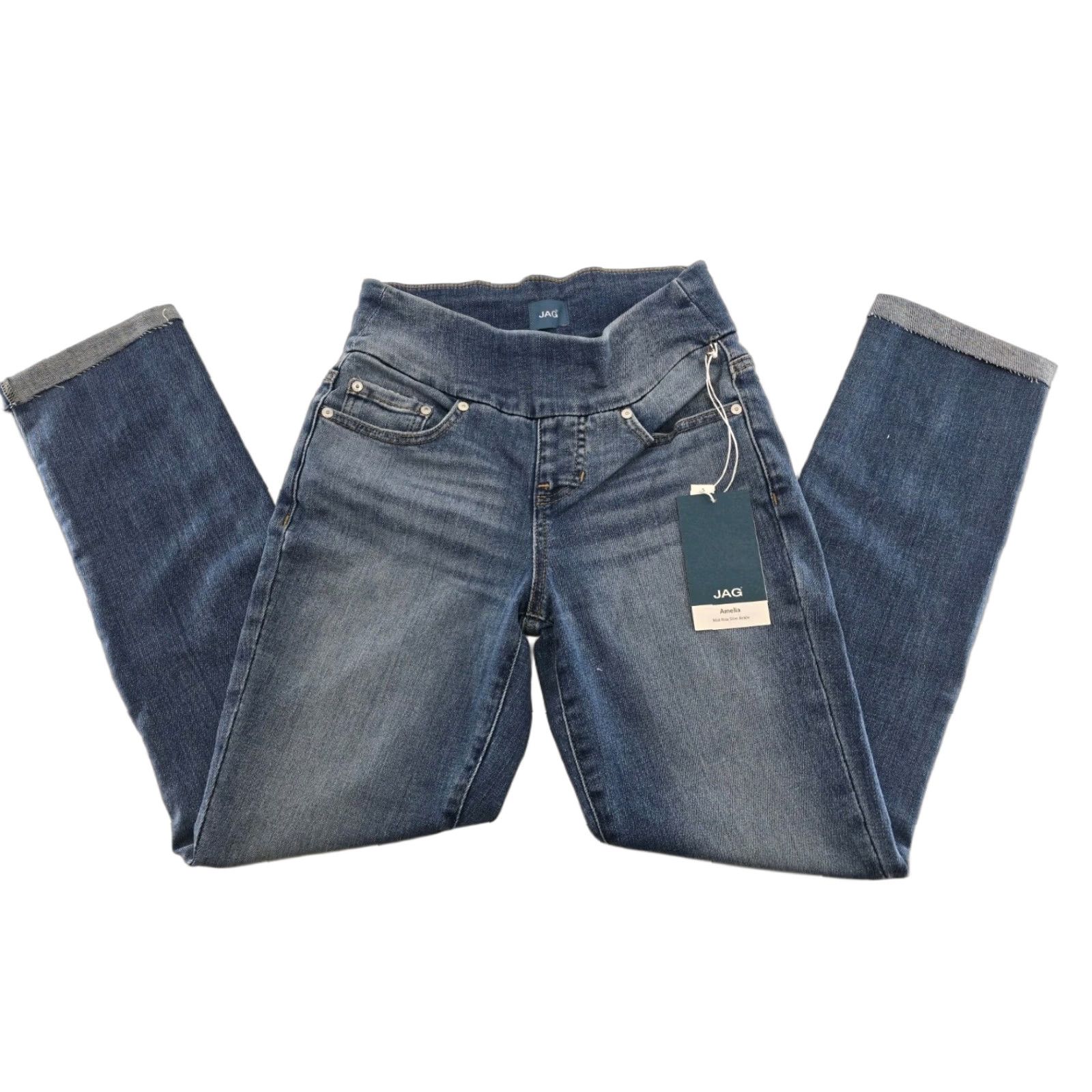 AG Jeans NWT JAG Jeans Women's Amelia Pull On Slim Fit Ankle Jean Meridian Blue Sz 0/27 Size 25" / US 0 / IT 36 - 1 Thumbnail