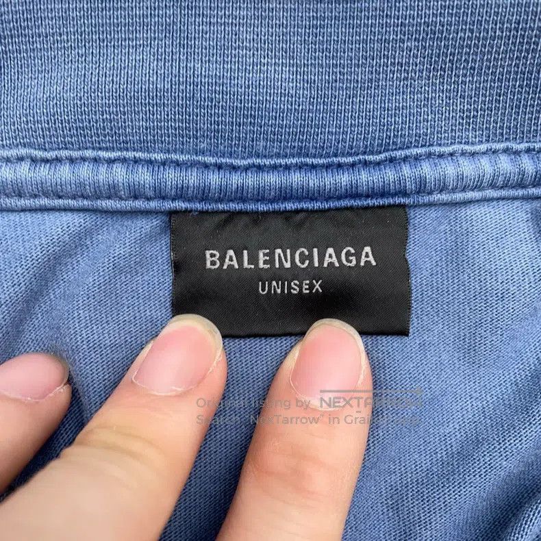 Balenciaga Balenciaga Embroidered Logo Blue Distressed Short Sleeve Size US XL / EU 56 / 4 - 3 Thumbnail