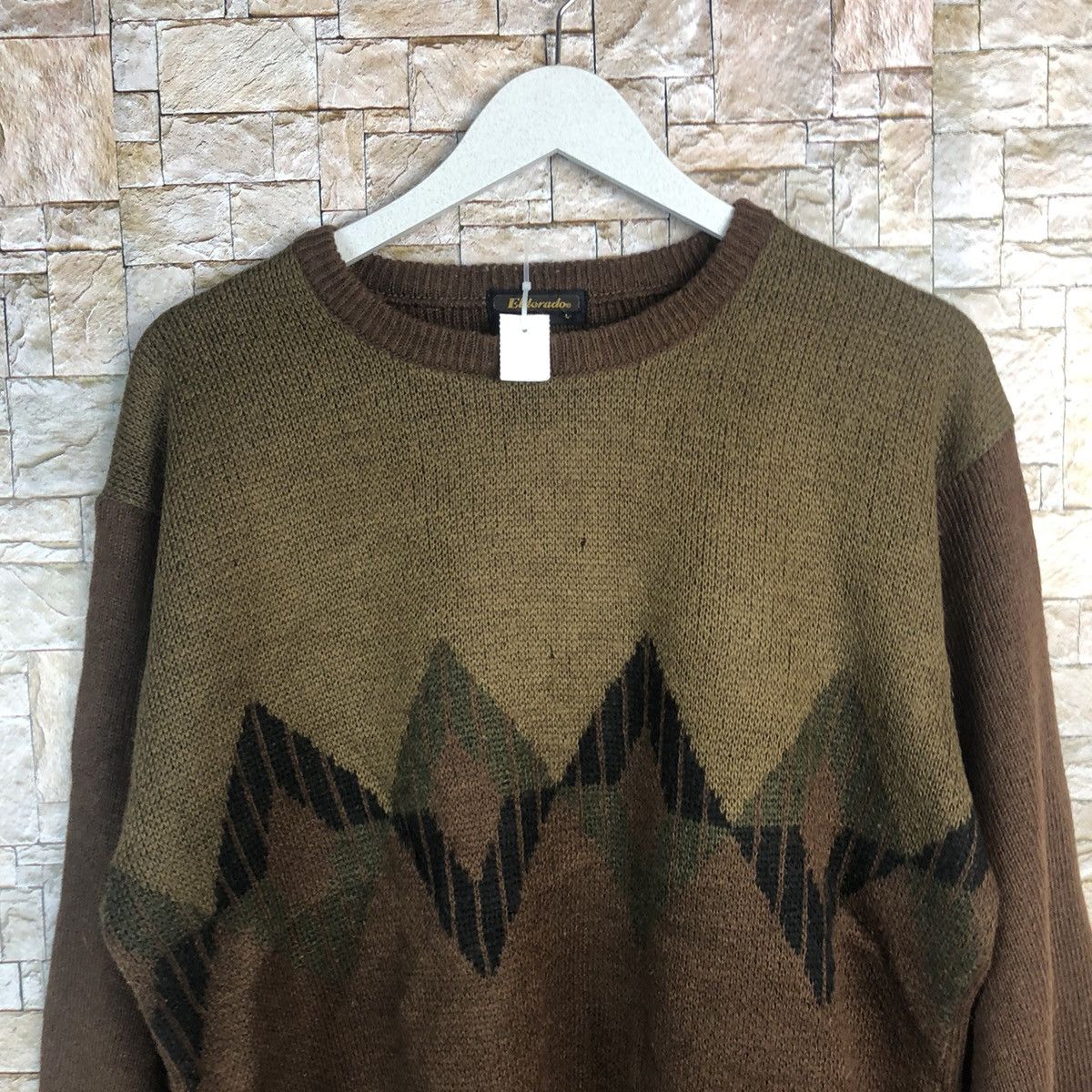 Homespun Knitwear × Japanese Brand Eldorada Brown vintage Knitwear #A206 Size US L / EU 52-54 / 3 - 5 Thumbnail