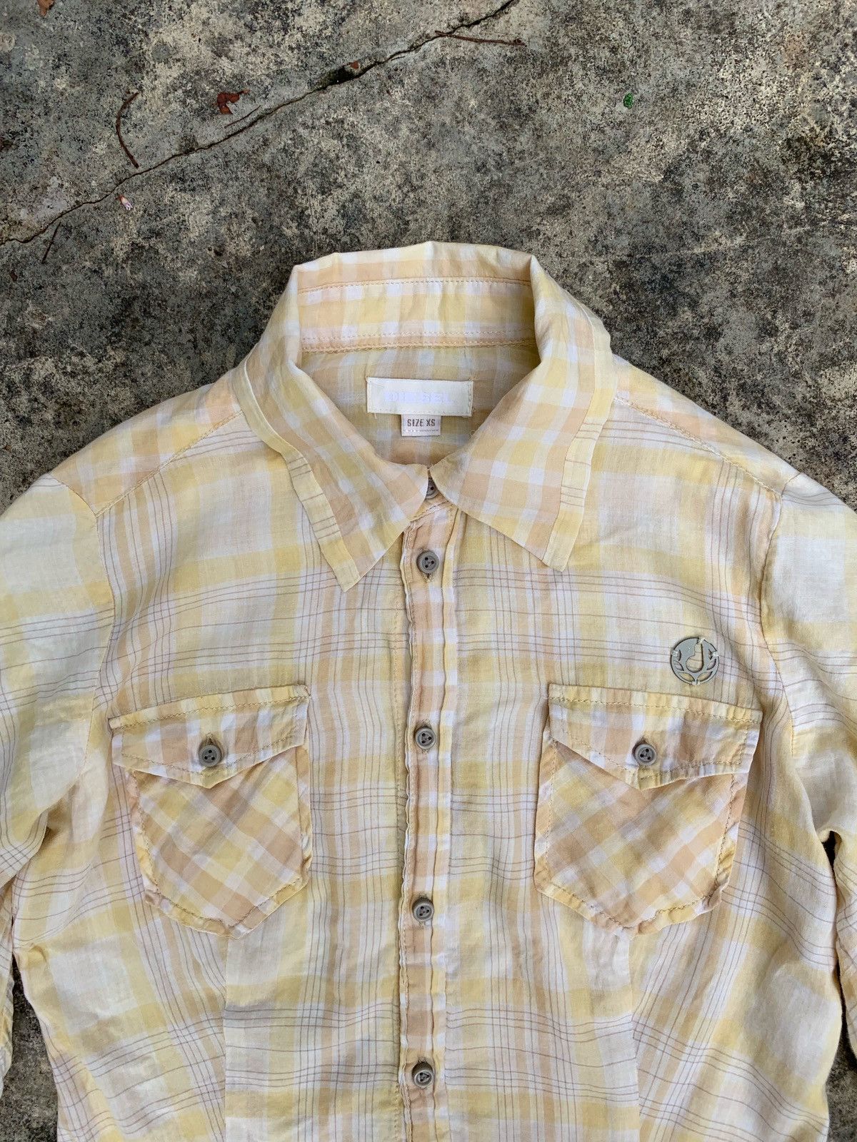 Diesel Diesel Plaid Button Up Pocket Yellow Western Shirts Size M / US 6-8 / IT 42-44 - 2 Thumbnail