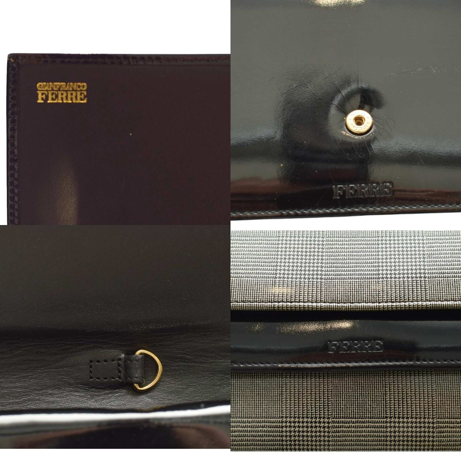 Gianfranco Ferre Gianfranco Ferre Prince de Galle & Black Patent Leather Clut Size ONE SIZE - 7 Thumbnail