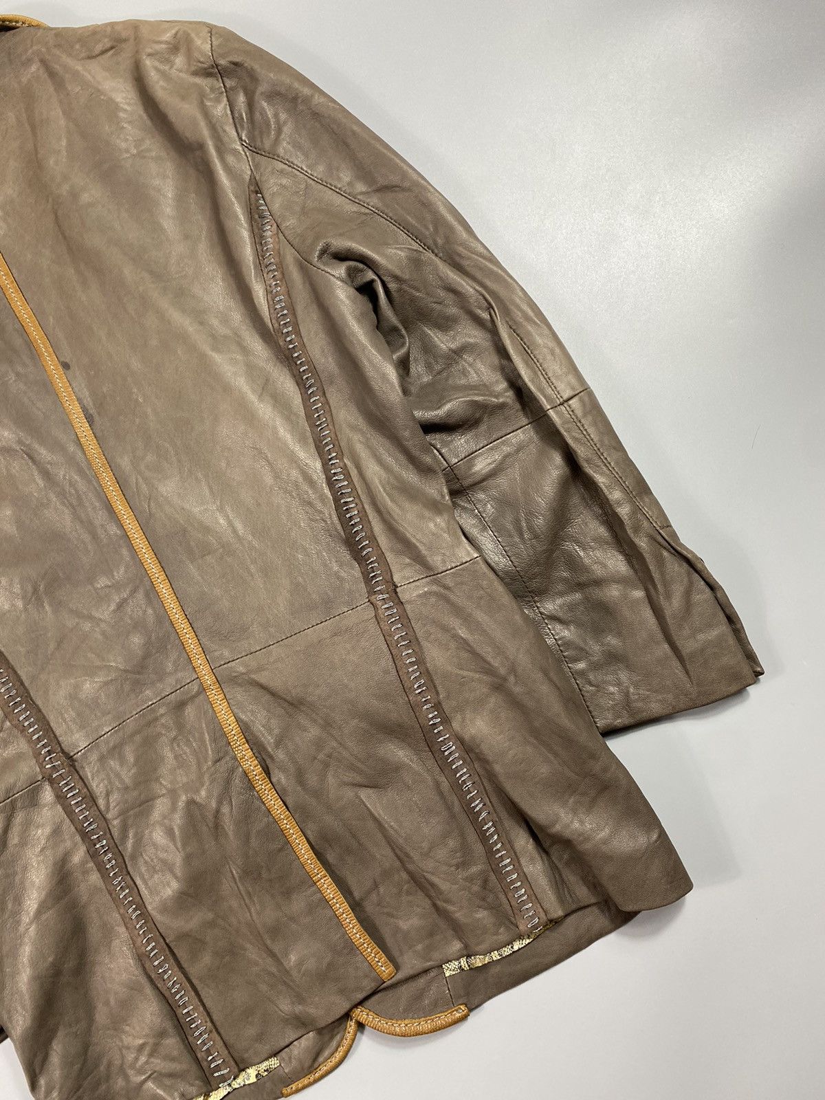 Just Cavalli × Roberto Cavalli Archive! Deconstructed Leather Blazer Jacket Size US S / EU 44-46 / 1 - 12 Thumbnail