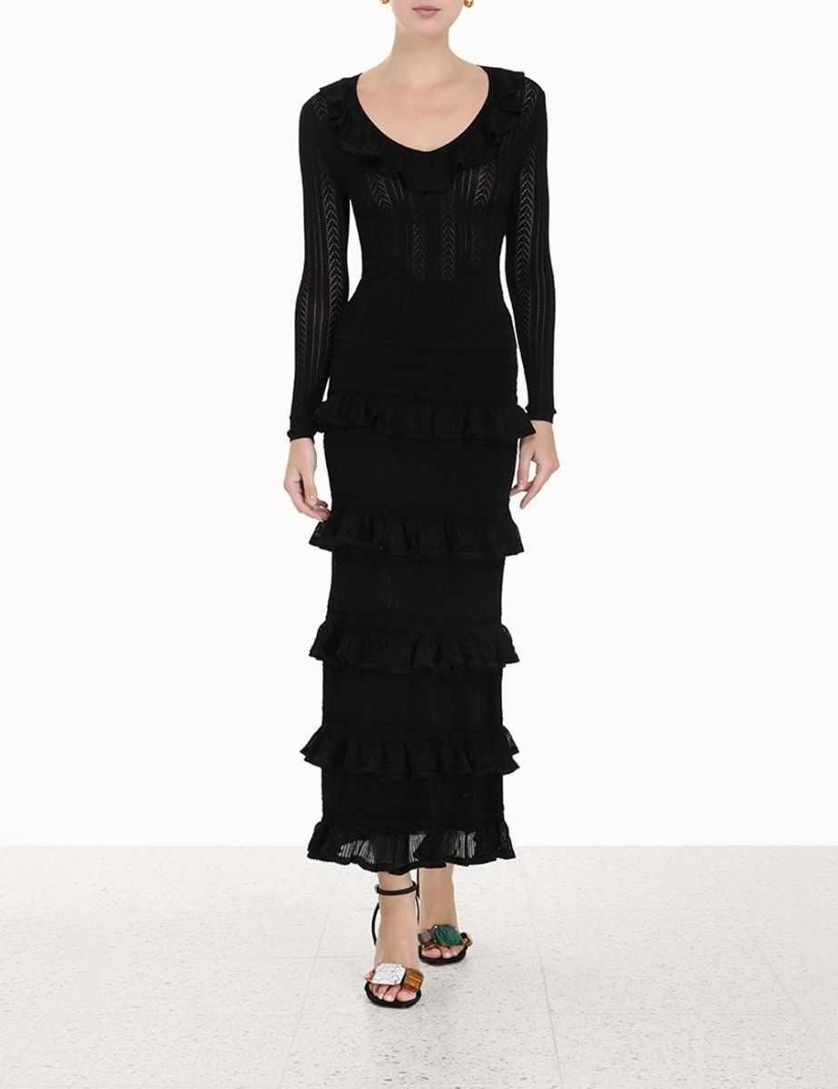 Zimmermann oc11z0325 Luminosity Ruffle Midi Skirt in Black Size 28" / US 6 / IT 42 - 2 Thumbnail