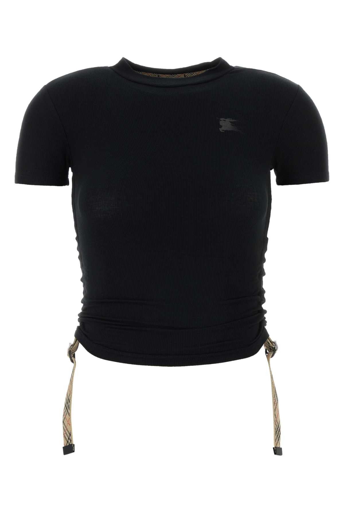 Burberry Black Stretch Cashmere Blend T-Shirt Size L / US 10 / IT 46 - 1 Thumbnail