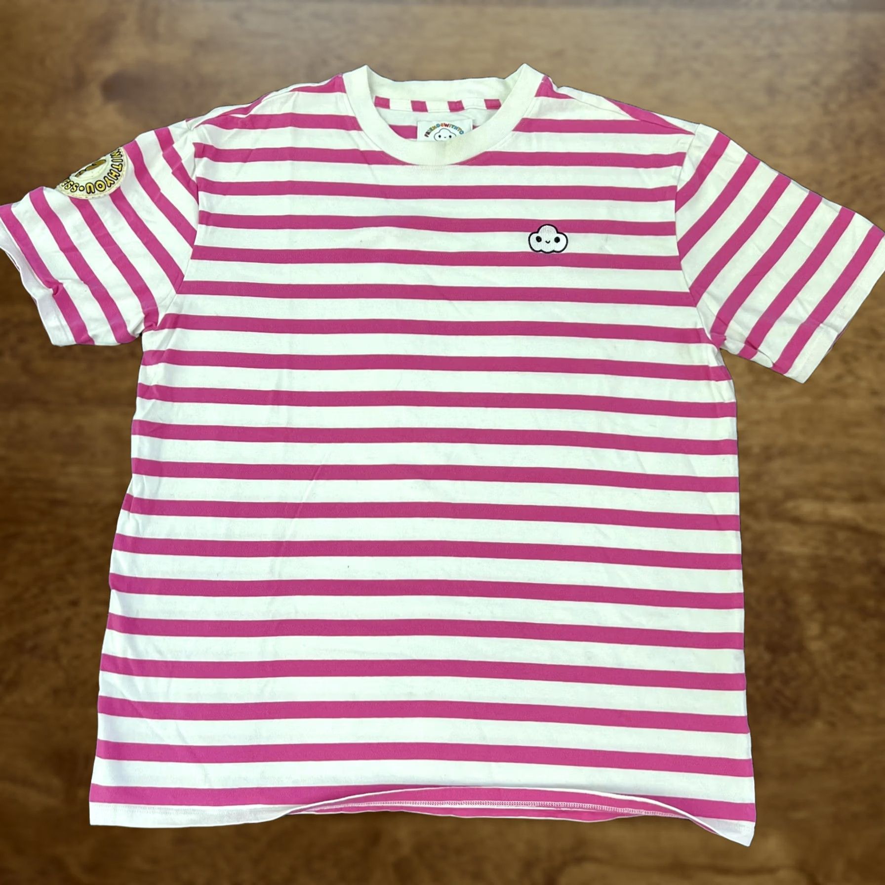 Guess Guess FriendsWithYou Shirt Mens Medium Pink Stripe Cloud Graphic Tee T-Shirt Size US M / EU 48-50 / 2 - 1 Thumbnail