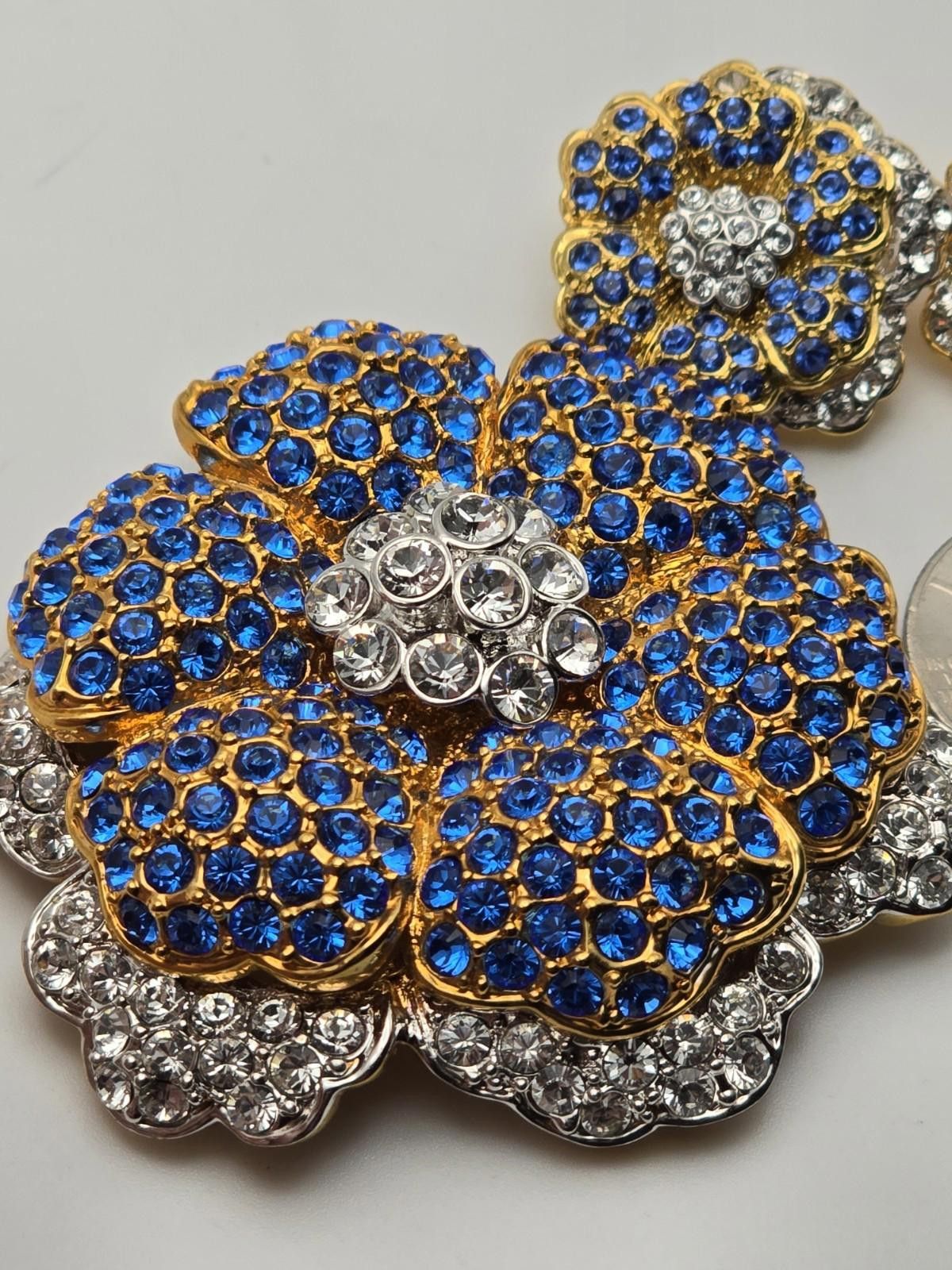 Dead Kennedys Jackie Kennedy Flower w Crystals Brooch Earrings/broke Clasp Size ONE SIZE - 5 Thumbnail