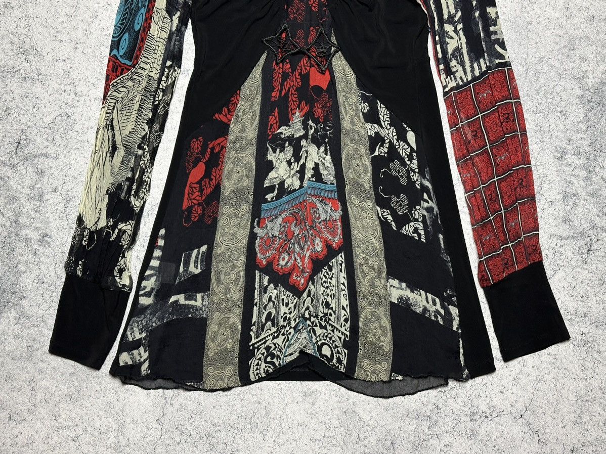 Jean Paul Gaultier Save The Queen Silk Mesh Printed Dress Top Size L / US 10 / IT 46 - 4 Thumbnail