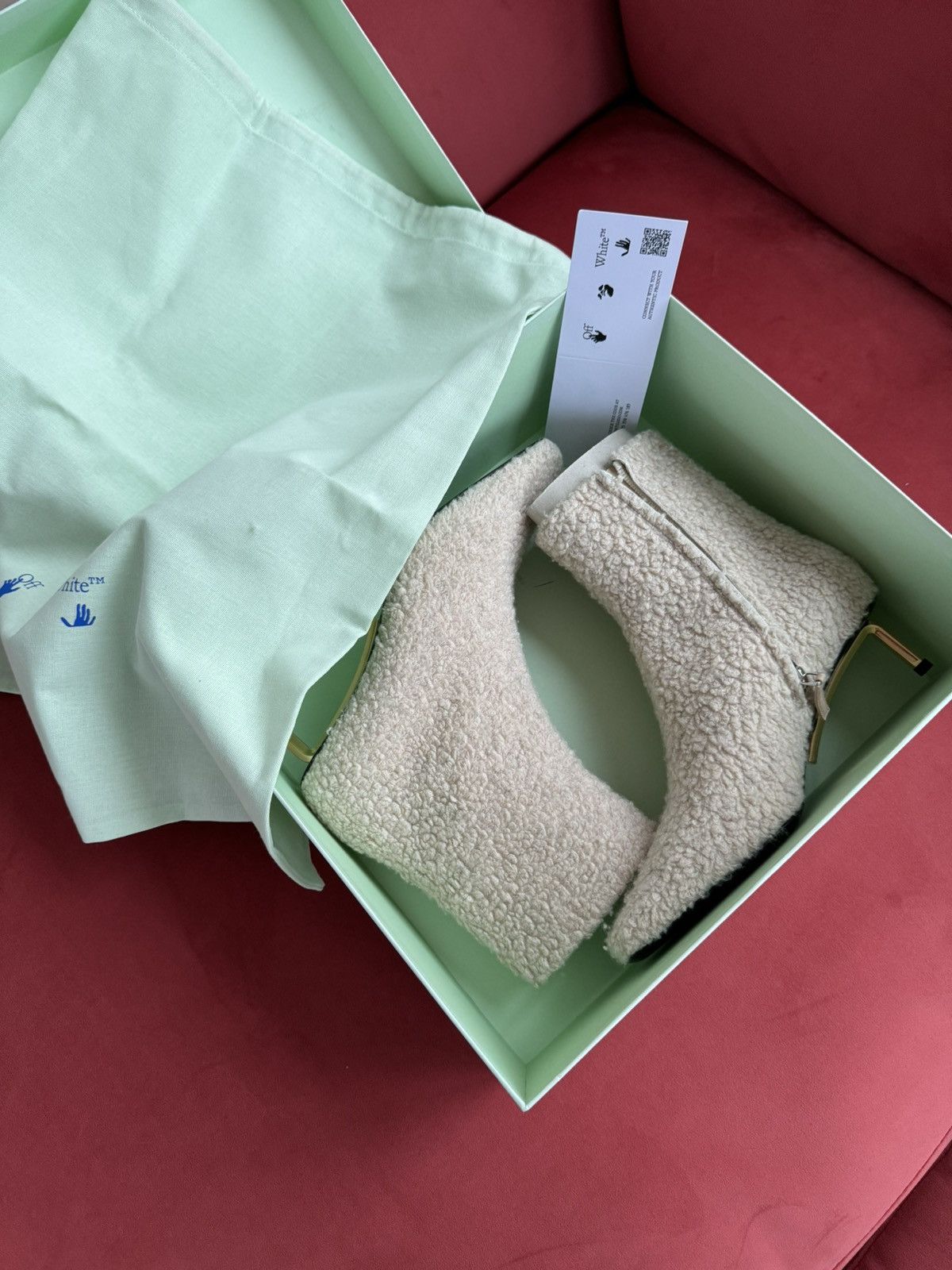 Off-White Off-White shearling textured leather ankle boots, 36 It Size US 6 / IT 36 - 2 Thumbnail