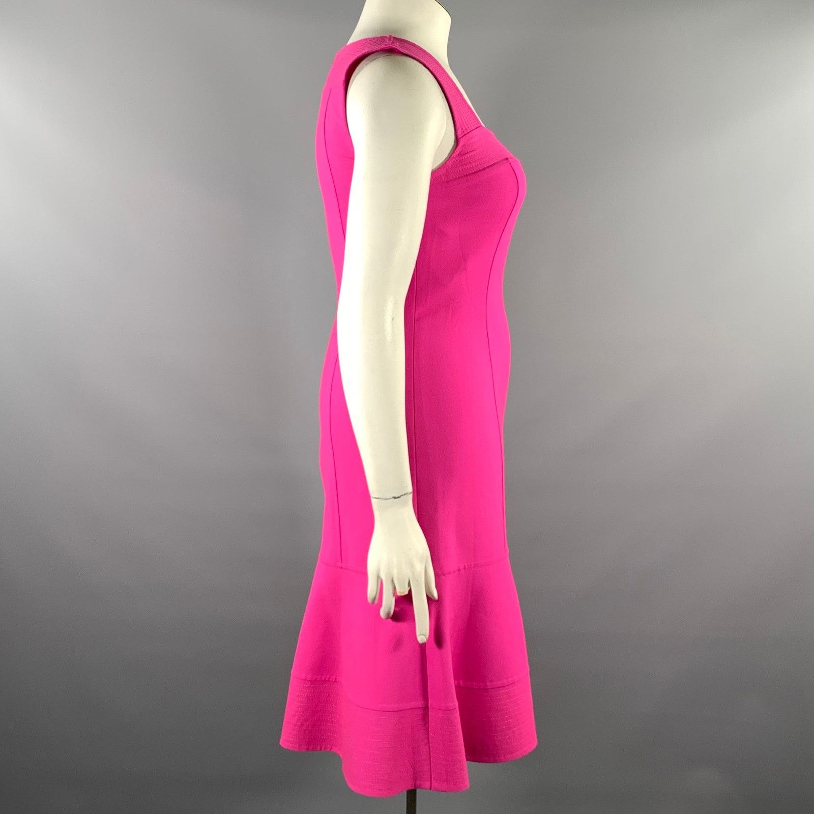 Oscar De La Renta OSCAR DE LA RENTA Pink Fuchsia Wool Sleeveless Dress Sz 8 Size M / US 6-8 / IT 42-44 - 2 Thumbnail