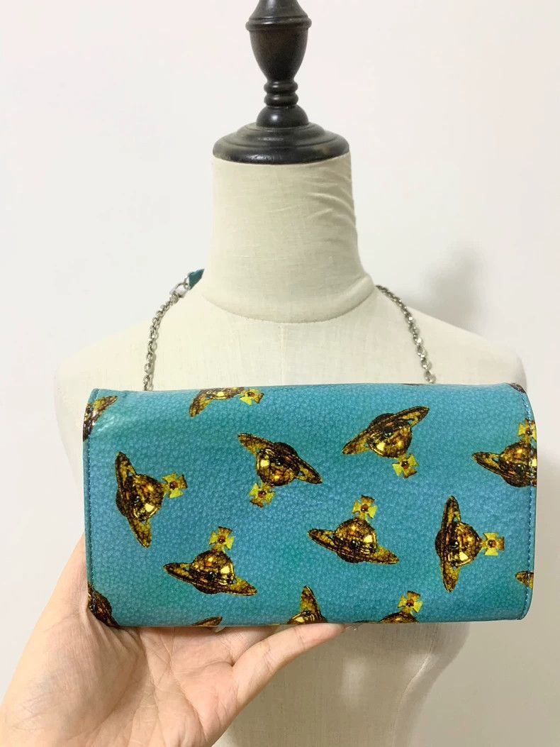 Vivienne Westwood Vivienne Westwood Blue lacquered Saturn backpack wallet wi Size ONE SIZE - 3 Thumbnail