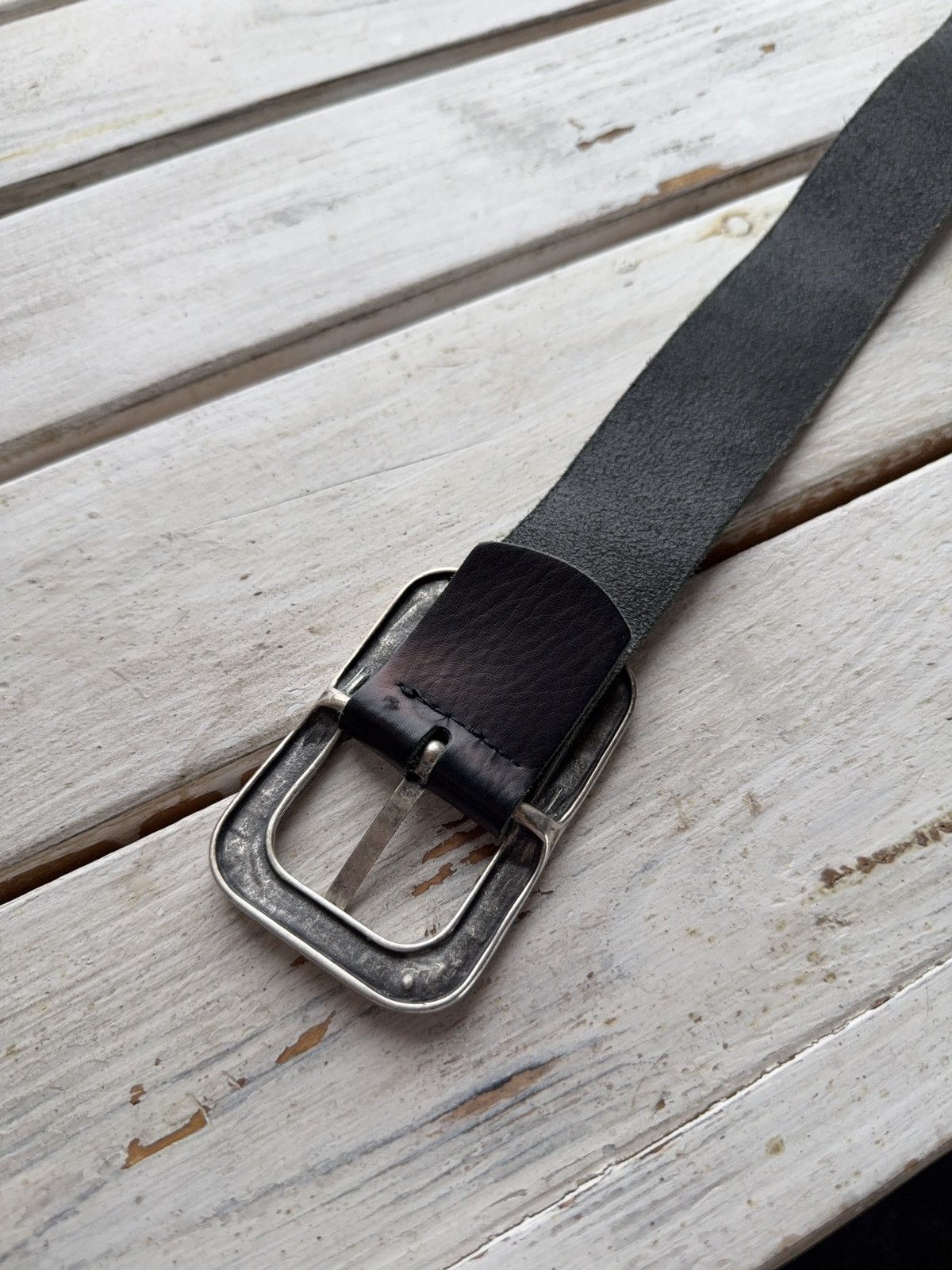 Other 00s Avant-Garde Y2K Cowboy Leather Belt Brutalist Buckle Size ONE SIZE - 6 Thumbnail
