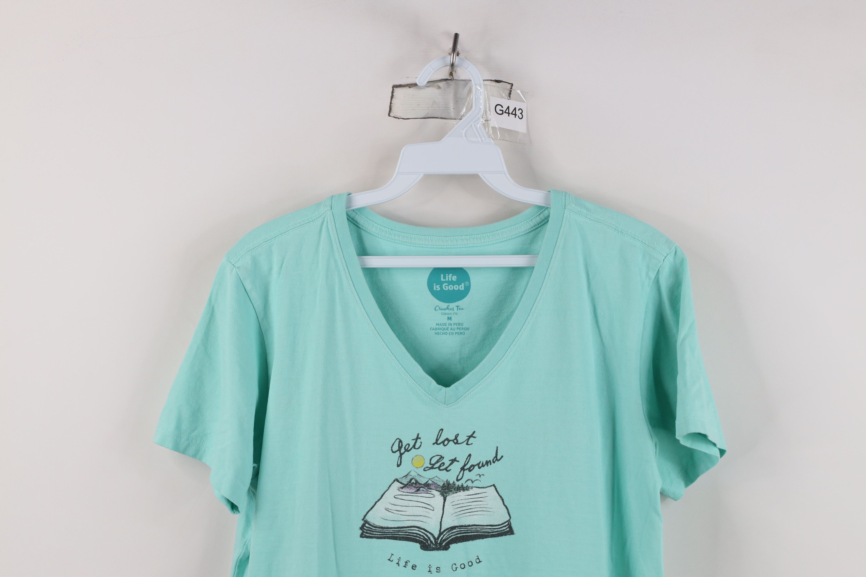 Life is Good Life Is Good Get Lost Let Found Book Nature T-Shirt Teal Size M / US 6-8 / IT 42-44 - 2 Thumbnail