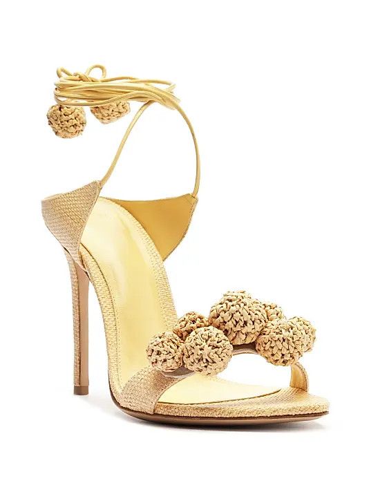 Alexandre Birman os11x1225 Resse 100MM Raffia Ankle-Wrap Sandals in Creamy Size US 8 / IT 38 - 2 Thumbnail
