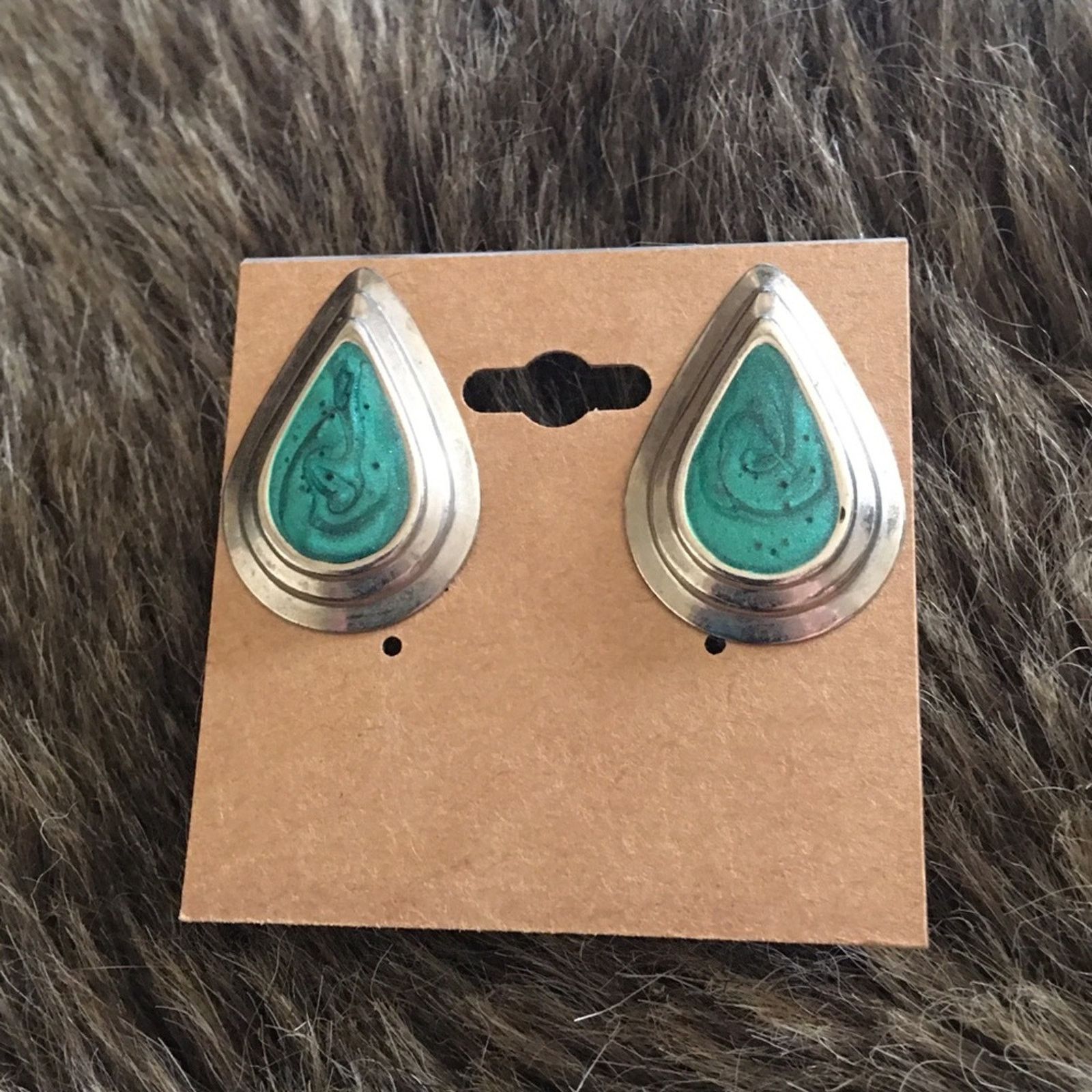 Vintage Vintage blue enamel silver tone clip on earrings Size ONE SIZE - 2 Thumbnail