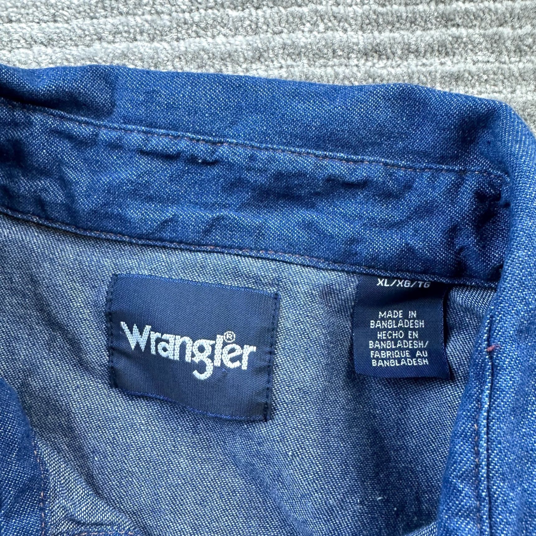 Wrangler Wrangler Shirt Mens Extra Large Western Blue Denim Jean Pearl Snap Size US XL / EU 56 / 4 - 7 Thumbnail