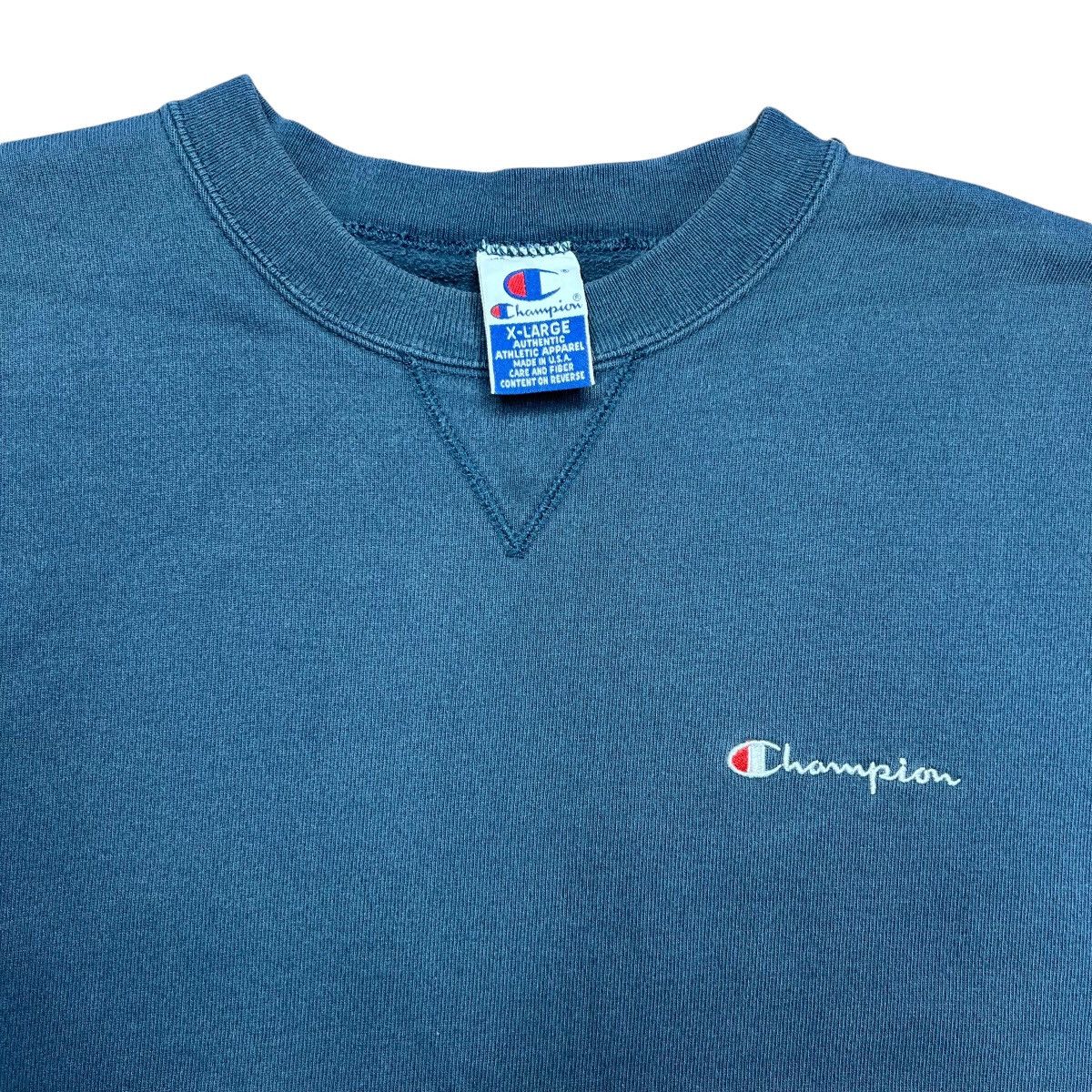 Champion × Vintage 90s Champion Blue Athletic Apparel Embroidered Sweatshirt Size US XL / EU 56 / 4 - 2 Thumbnail