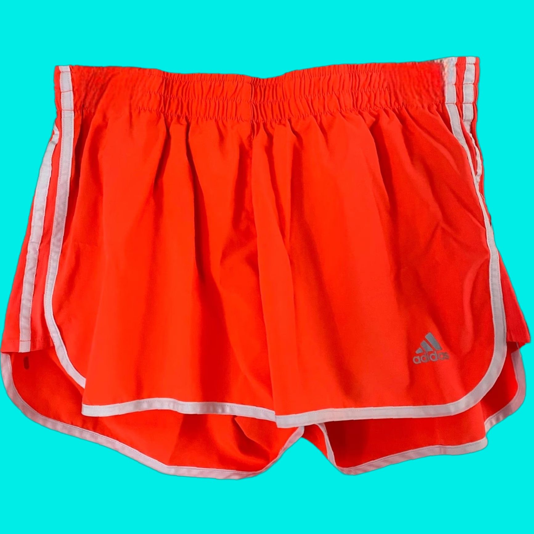 Adidas Adidas Performance Running Shorts Neon Orange Lined Drawstring Womens Large L Size 36" / US 14 / IT 50 - 1 Thumbnail