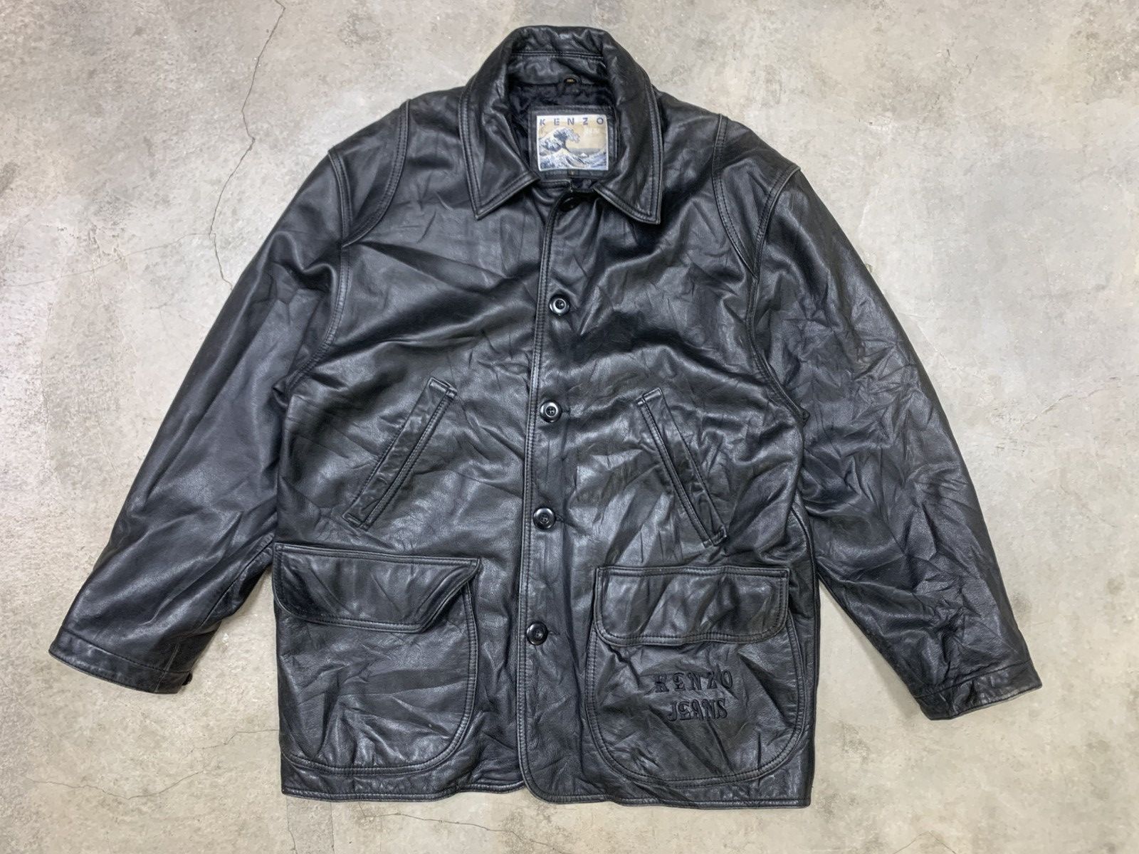 Kenzo Kenzo Jeans Vintage Distressed Leather Jacket Size US XL / EU 56 / 4 - 1 Thumbnail