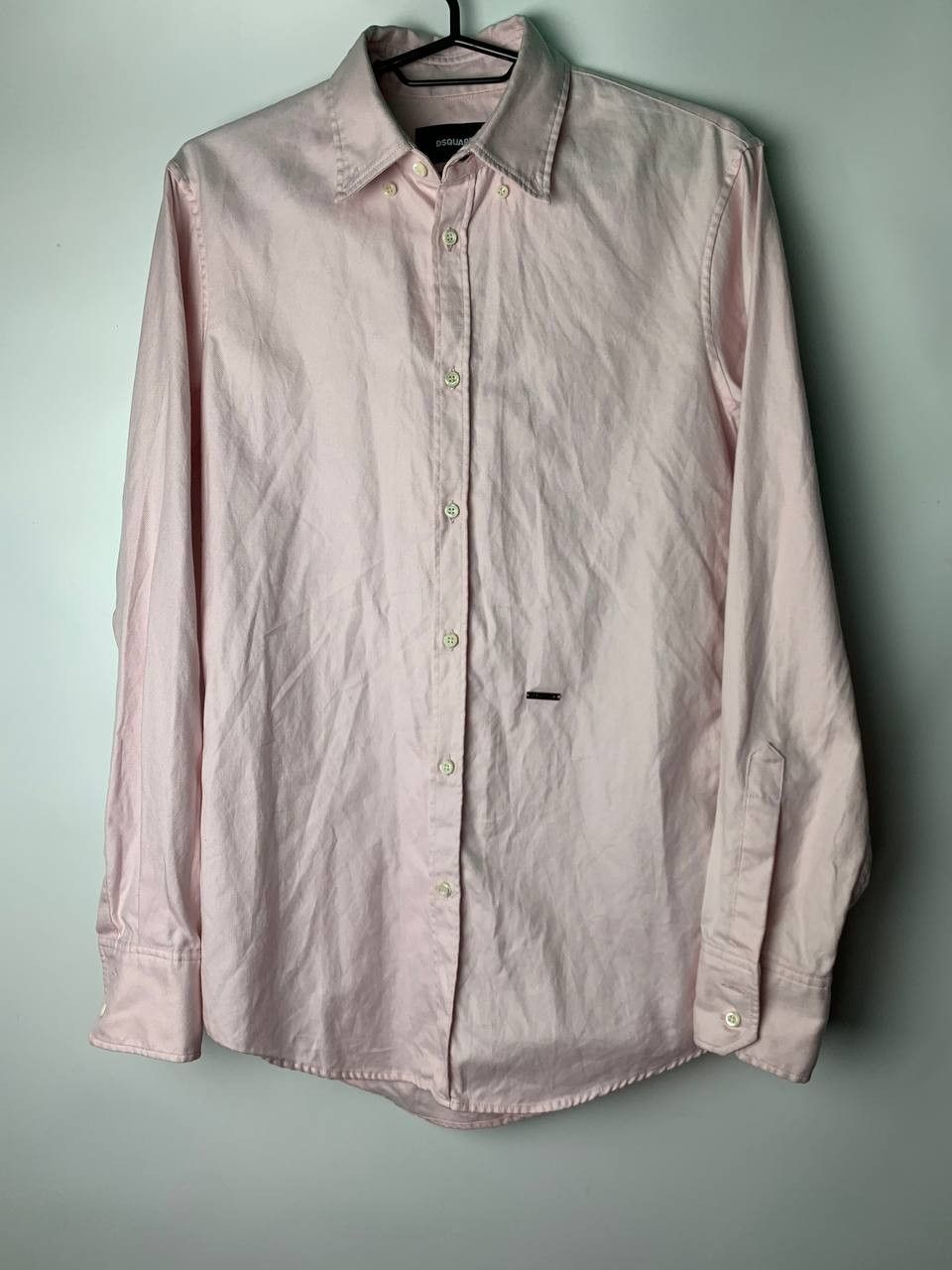 Designer × Dsquared2 DSQUARED Men Light Pink Slim Fit Oxford Cotton Sport Shirts Size US M / EU 48-50 / 2 - 1 Thumbnail