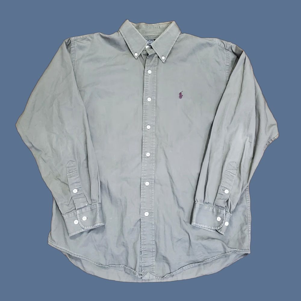 Polo Ralph Lauren VINTAGE Polo Ralph Lauren Shirt Mens L Green Marlowe Cotton Long Sleeve Button Down Size US L / EU 52-54 / 3 - 1 Thumbnail