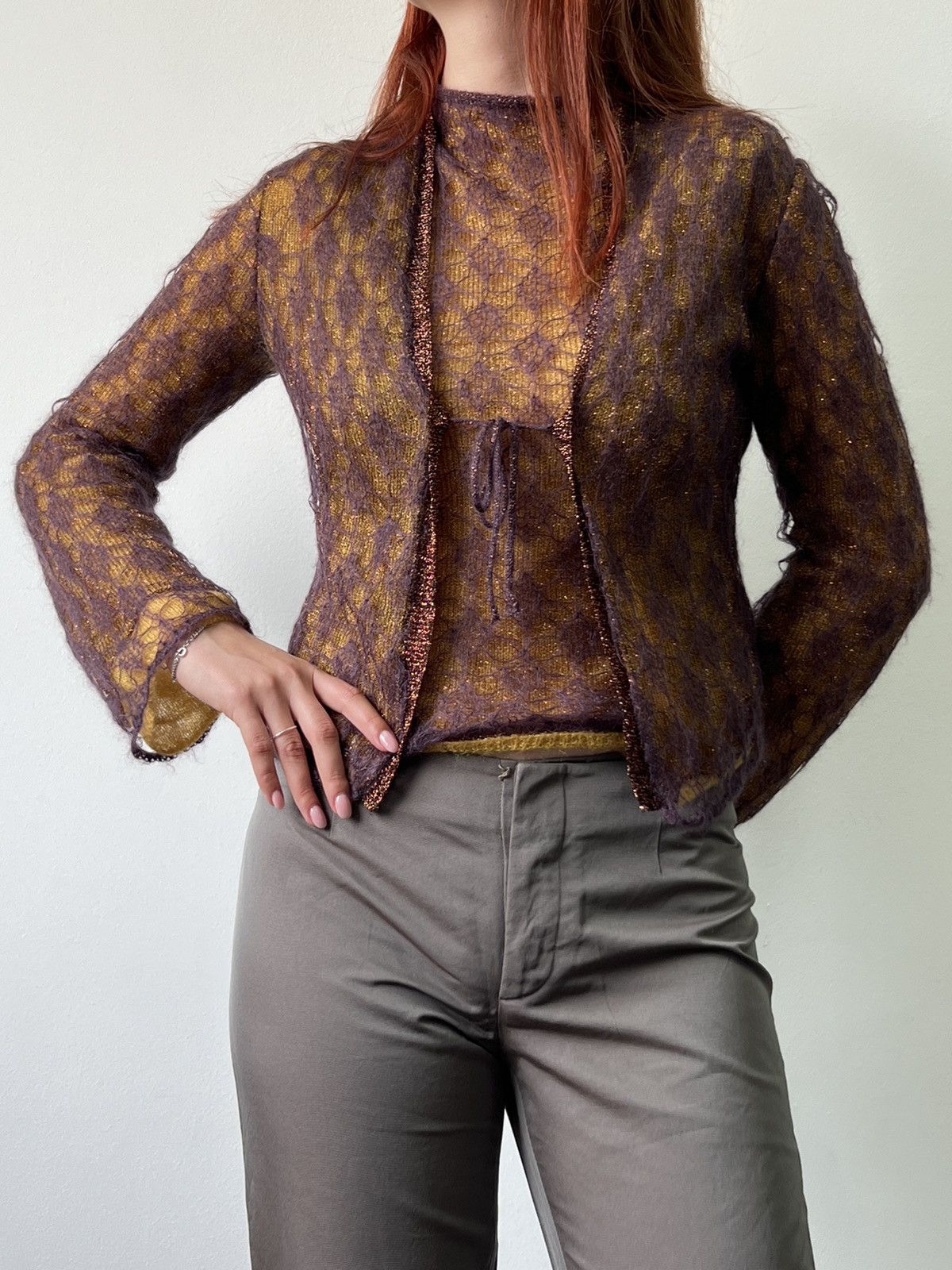 Cavalli Class × Roberto Cavalli × Vintage 2000s Cavalli Fur Mohair Sweater cardigan and top Size M / US 6-8 / IT 42-44 - 1 Thumbnail
