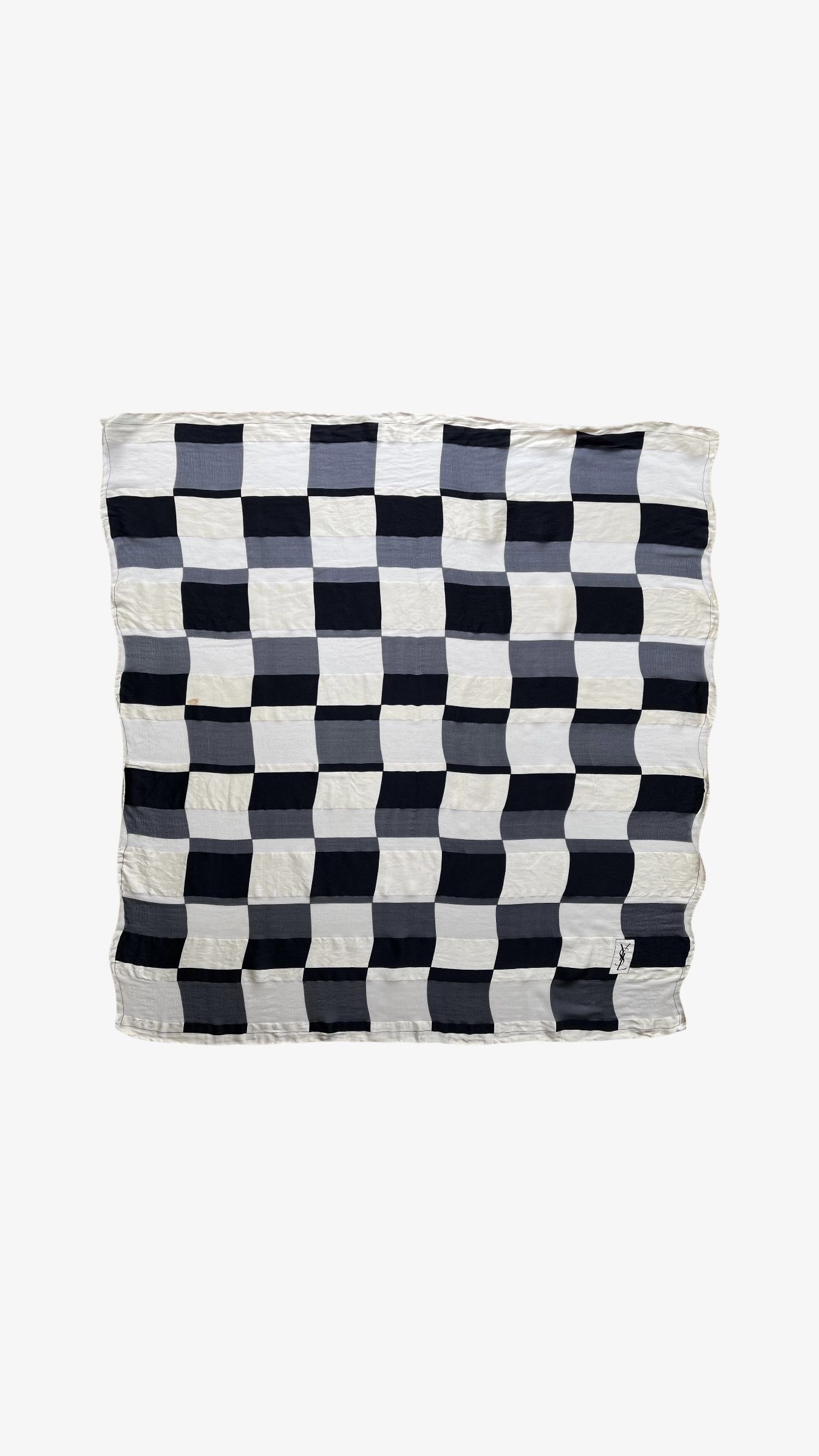 小物 90s Yves Saint Laurent vintage stole YSL Vintage 90s Yves Saint Laurent YSL Checkered Silk Scarf